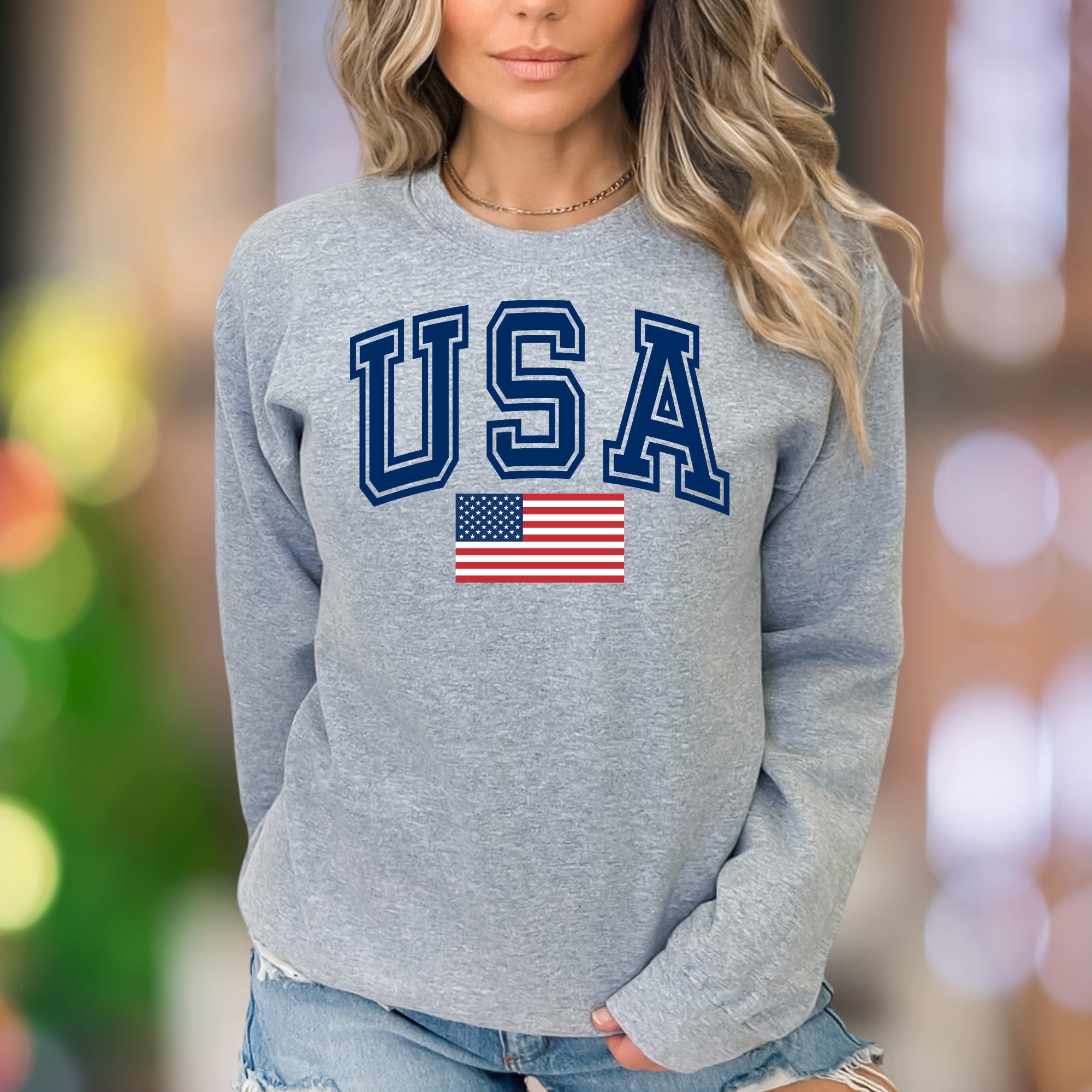 "USA" | Patriotic Collegiate Unisex Adult Sweatshirt | American Pride Main image