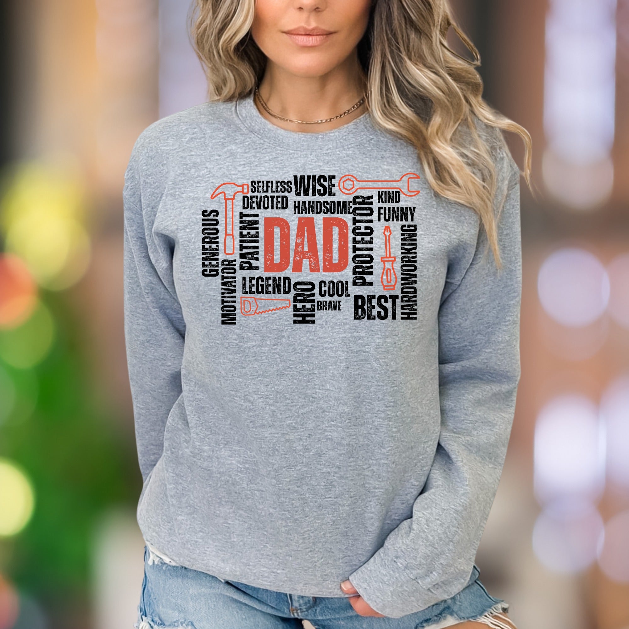 "DAD" Word Cloud Typography Unisex Adult Sweatshirt | Thoughtful Gifting