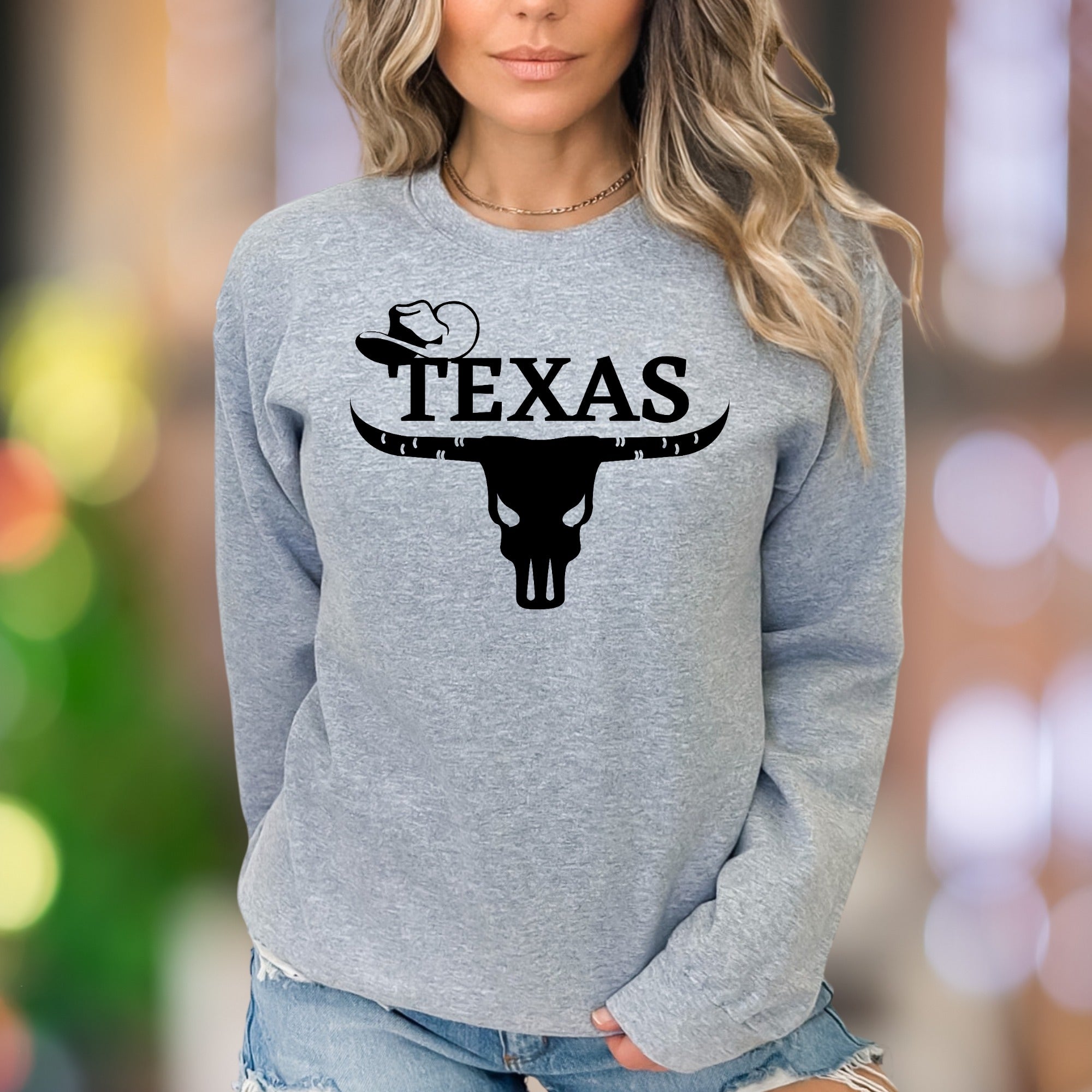 "TEXAS" | Western Skull Unisex Adult Sweatshirt | Lone Star Lifestyle