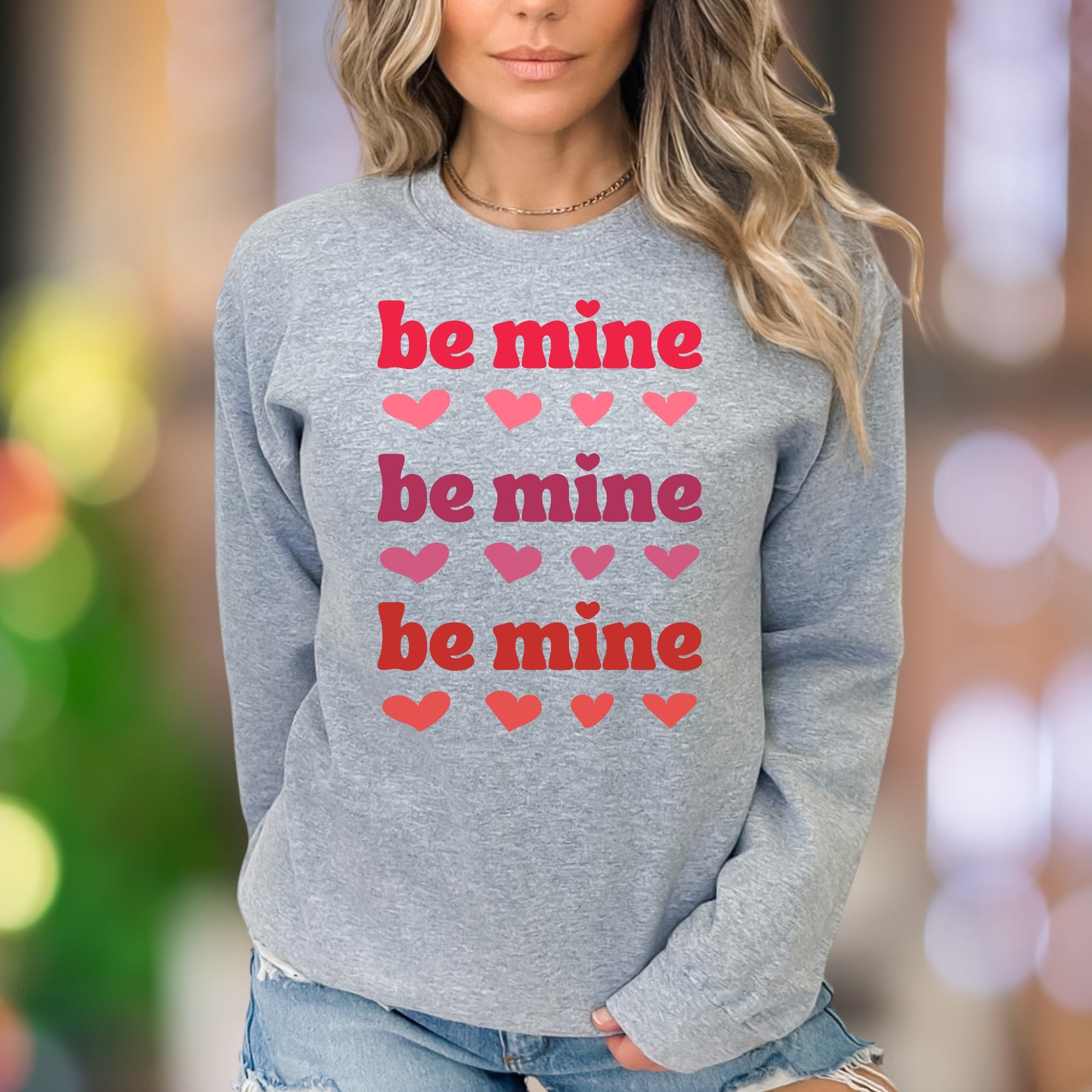 "Be Mine" | Retro Hearts Unisex Adult Sweatshirt | Romantic Lifestyle