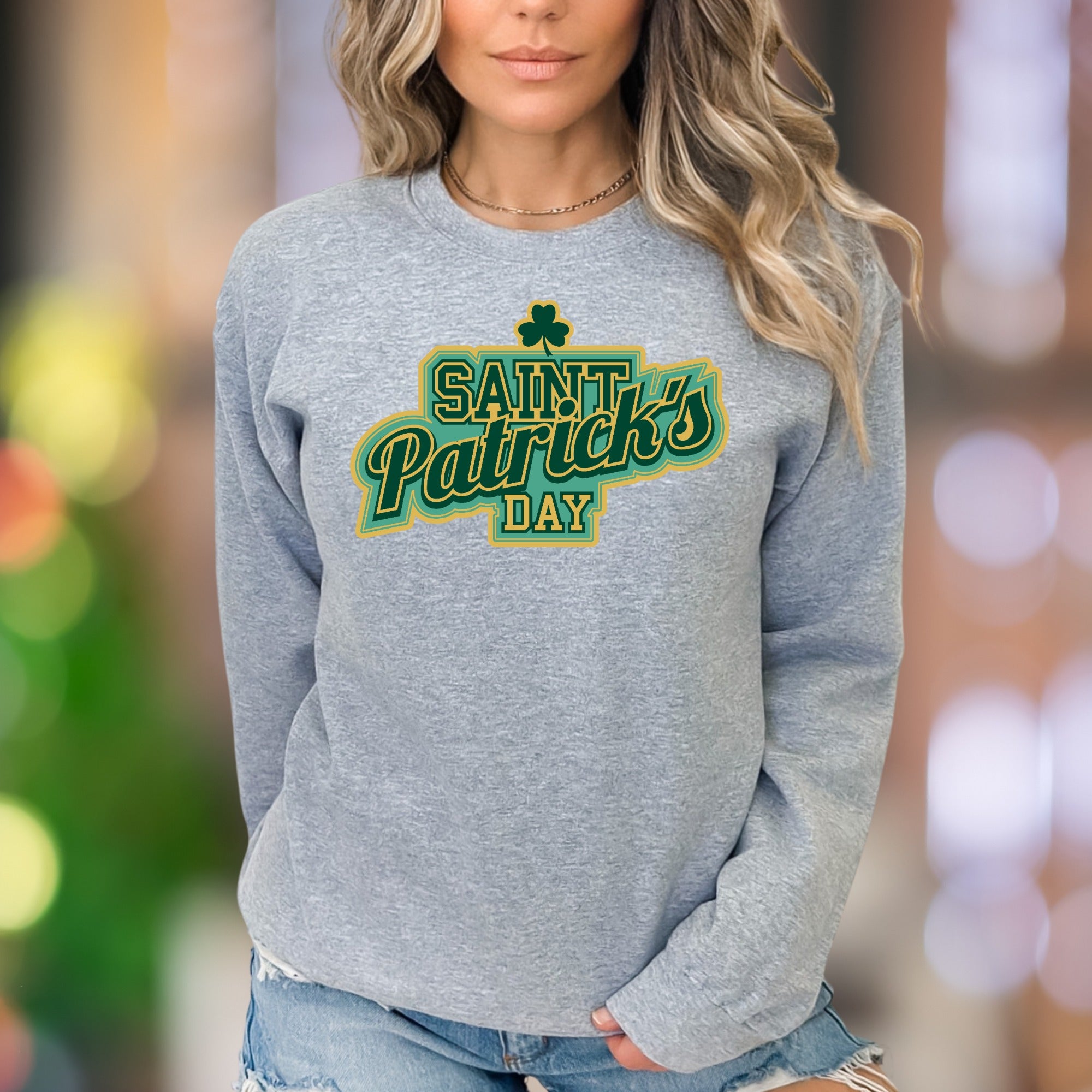 "Saint Patrick's Day" | Retro Typography Unisex Adult Sweatshirt | Festive Holiday Apparel