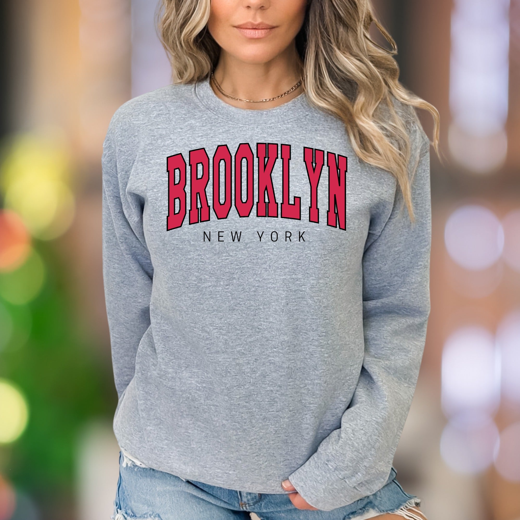 "BROOKLYN NEW YORK" | Retro Bold Typography Unisex Adult Sweatshirt | City Pride