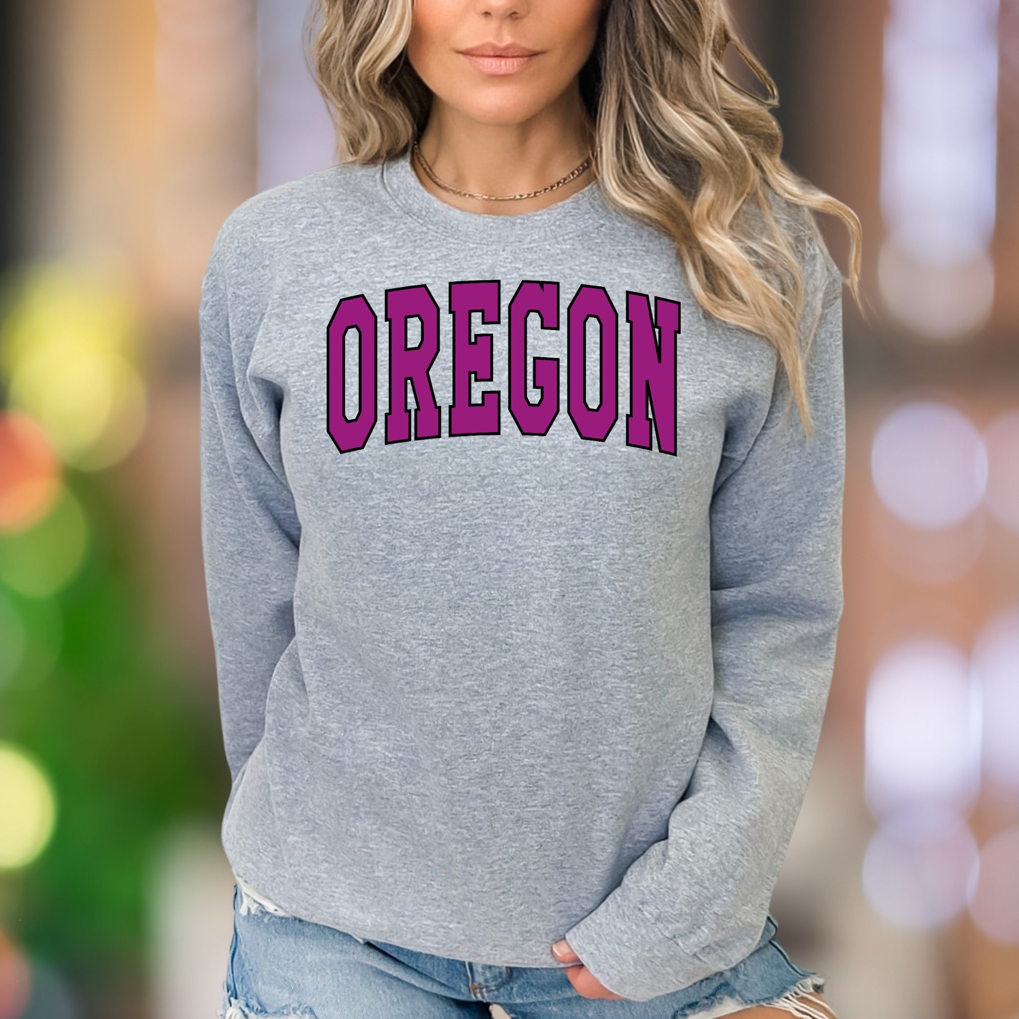 "OREGON" | College Block Letter Unisex Adult Sweatshirt | State Pride Enthusiast
