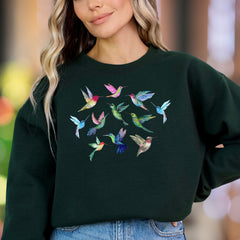 Hummingbird Flock Unisex Sweatshirt - Vibrant Colorful Bird Design 