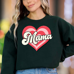 "Mama" | Retro Heart Graphic Unisex Adult Sweatshirt | Motherhood Lifestyle