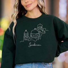 "Santorini" | Minimal Line Art Unisex Adult Sweatshirt | Travel Lifestyle
