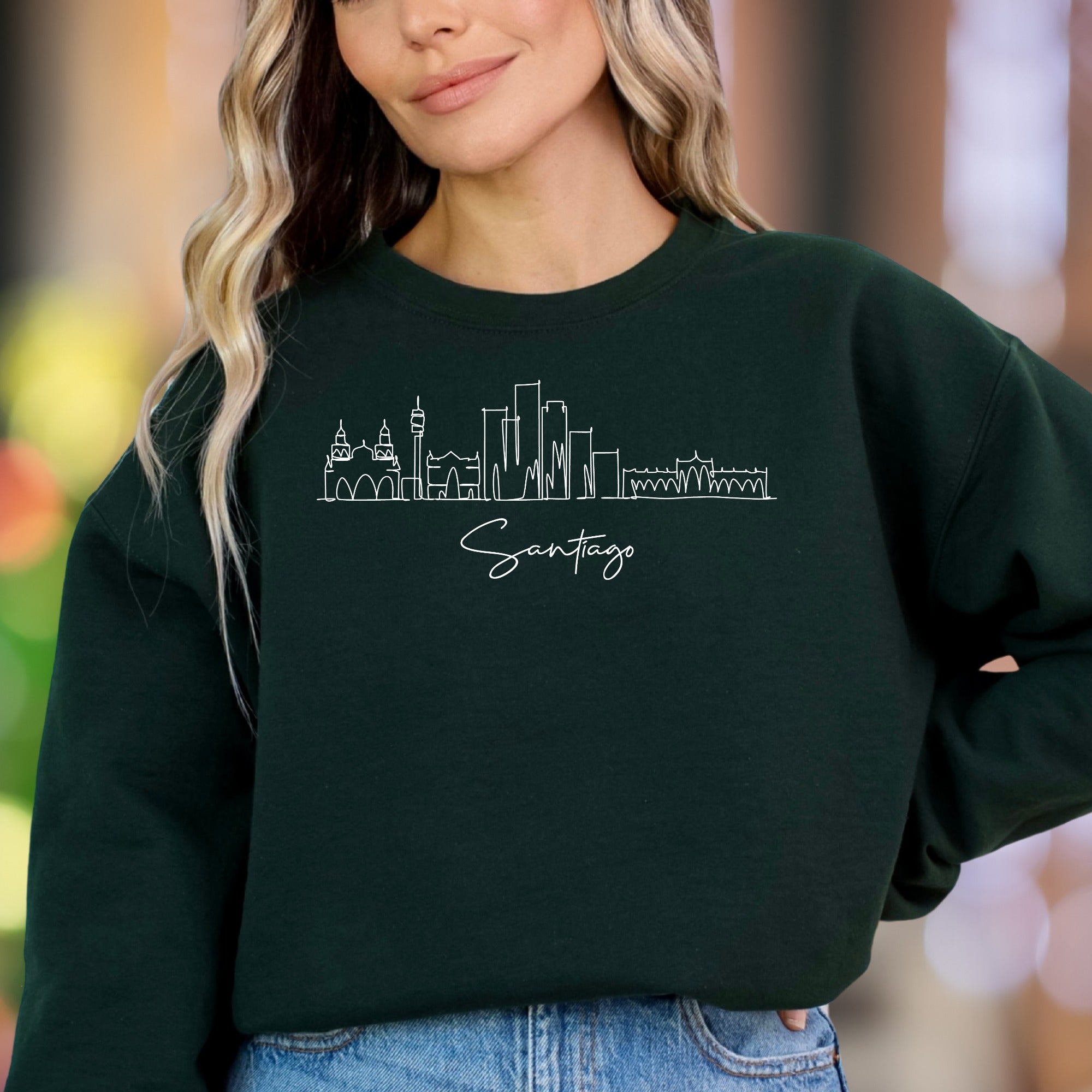 "Santiago" | Minimal Cityscape Unisex Adult Sweatshirt | Travel Lifestyle Apparel