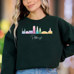 "Pittsburgh" | Colorful Skyline Unisex Adult Sweatshirt | City Pride Apparel