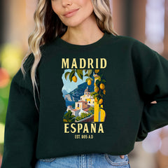"Madrid España Est. 865 A.D." | Vintage Travel Unisex Adult Sweatshirt | European Lifestyle