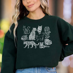 Safari Cats Sweatshirt | Wild Cat Lover Crewneck | Leopard Tiger Kitten Design