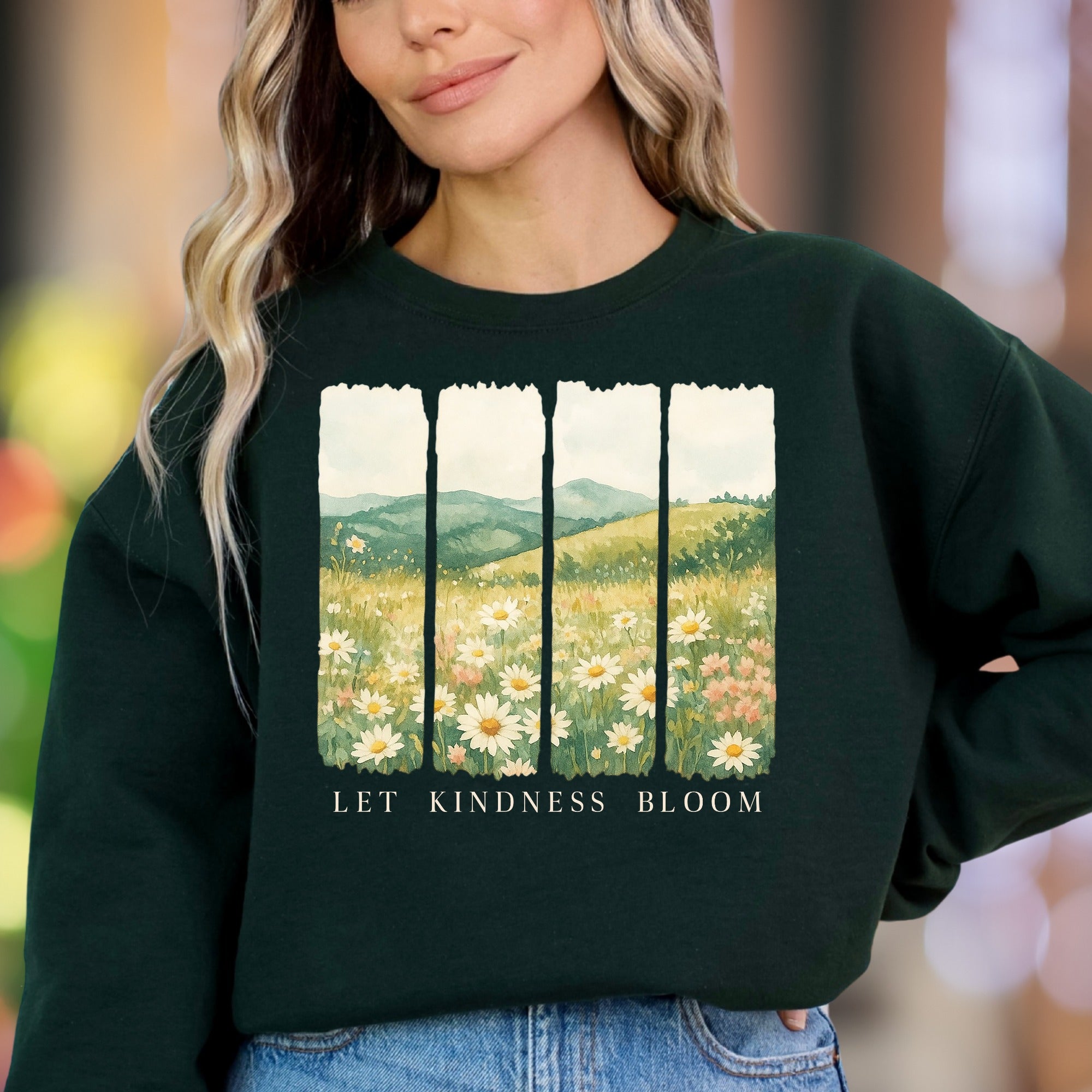 "Let Kindness Bloom" | Nature Watercolor Unisex Adult Sweatshirt | Inspirational Lifestyle