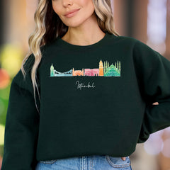 "Istanbul" | Cityscape Outline Unisex Adult Sweatshirt | Travel Lifestyle Apparel