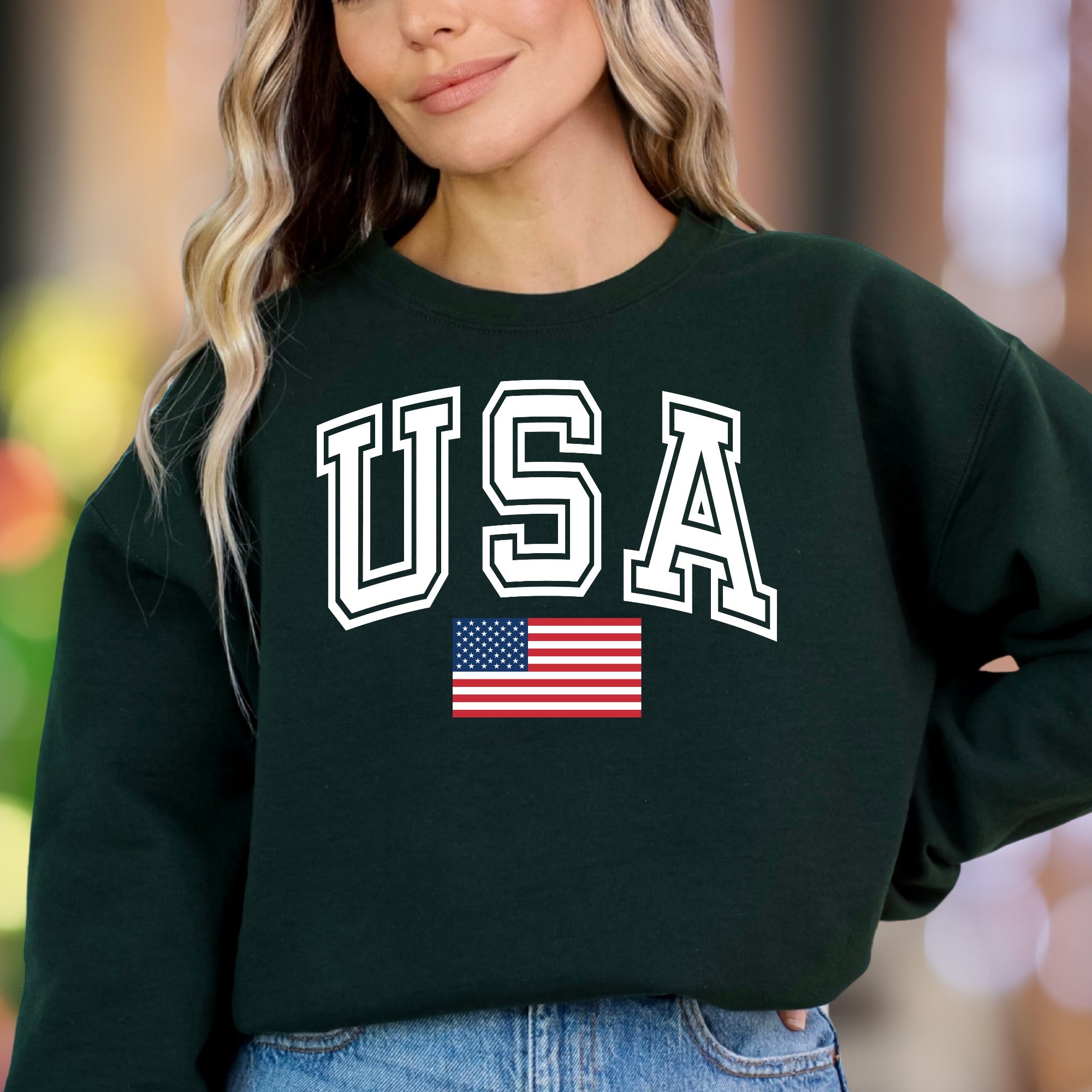"USA" | Patriotic Collegiate Unisex Adult Sweatshirt | American Pride