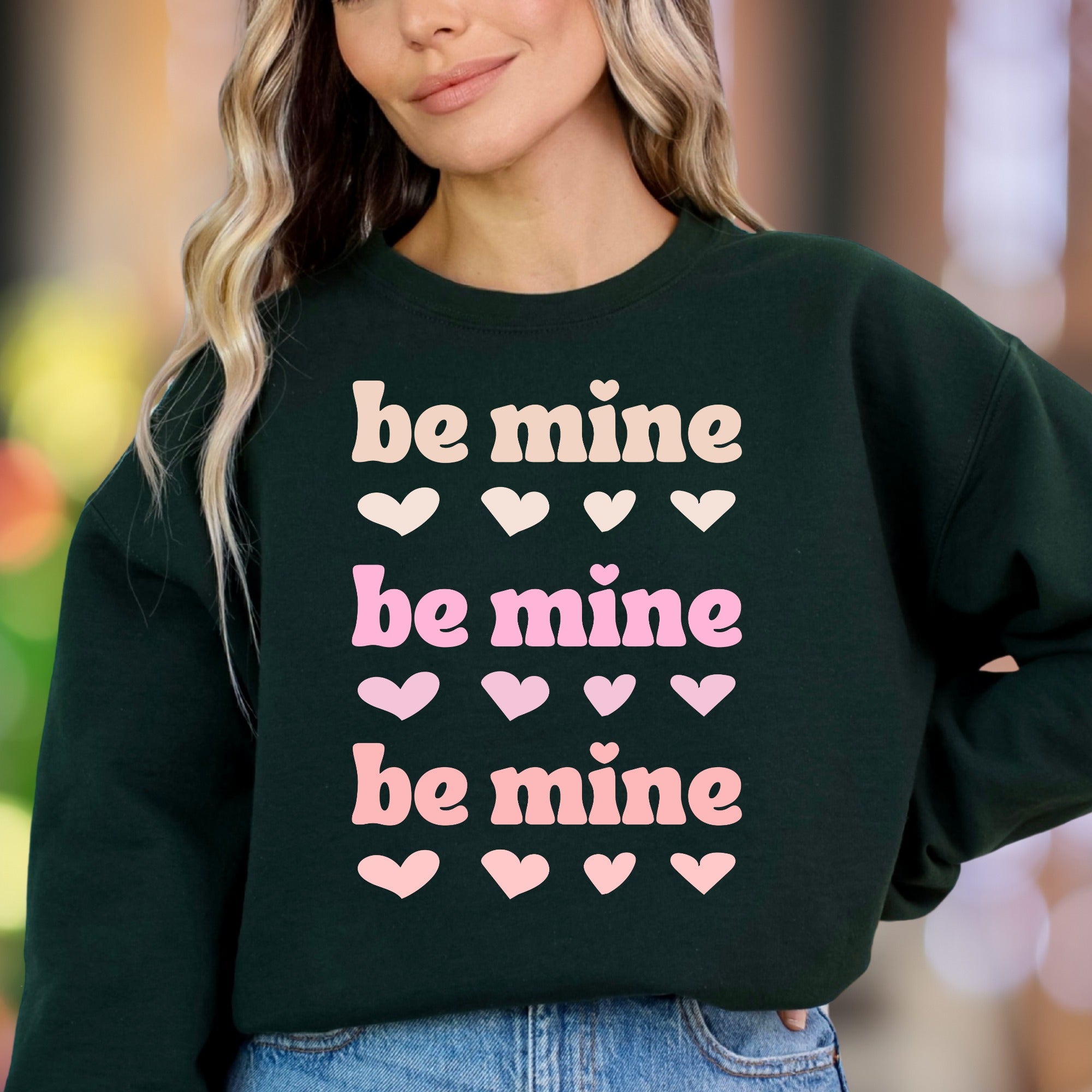 "Be Mine" | Retro Hearts Unisex Adult Sweatshirt | Romantic Lifestyle