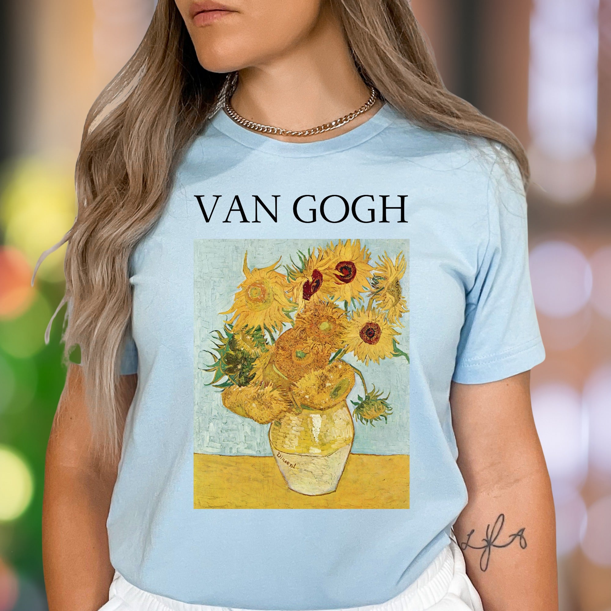 "VAN GOGH" Van Gogh Sunflowers Art Unisex Adult T-Shirt | Artistic Expression