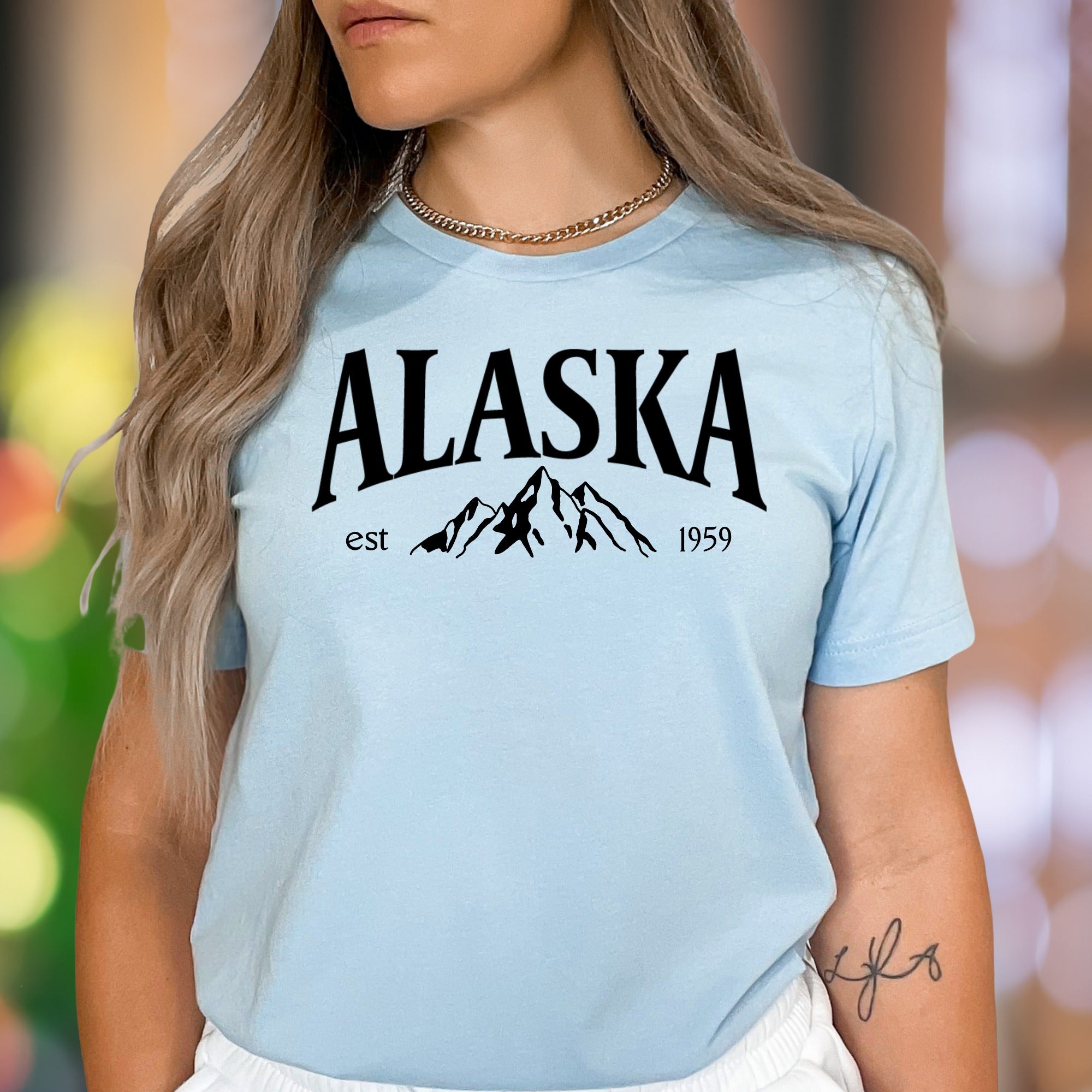 "ALASKA est 1959" | Retro Mountain Graphic Unisex Adult T-Shirt | Nature Explorer Lifestyle