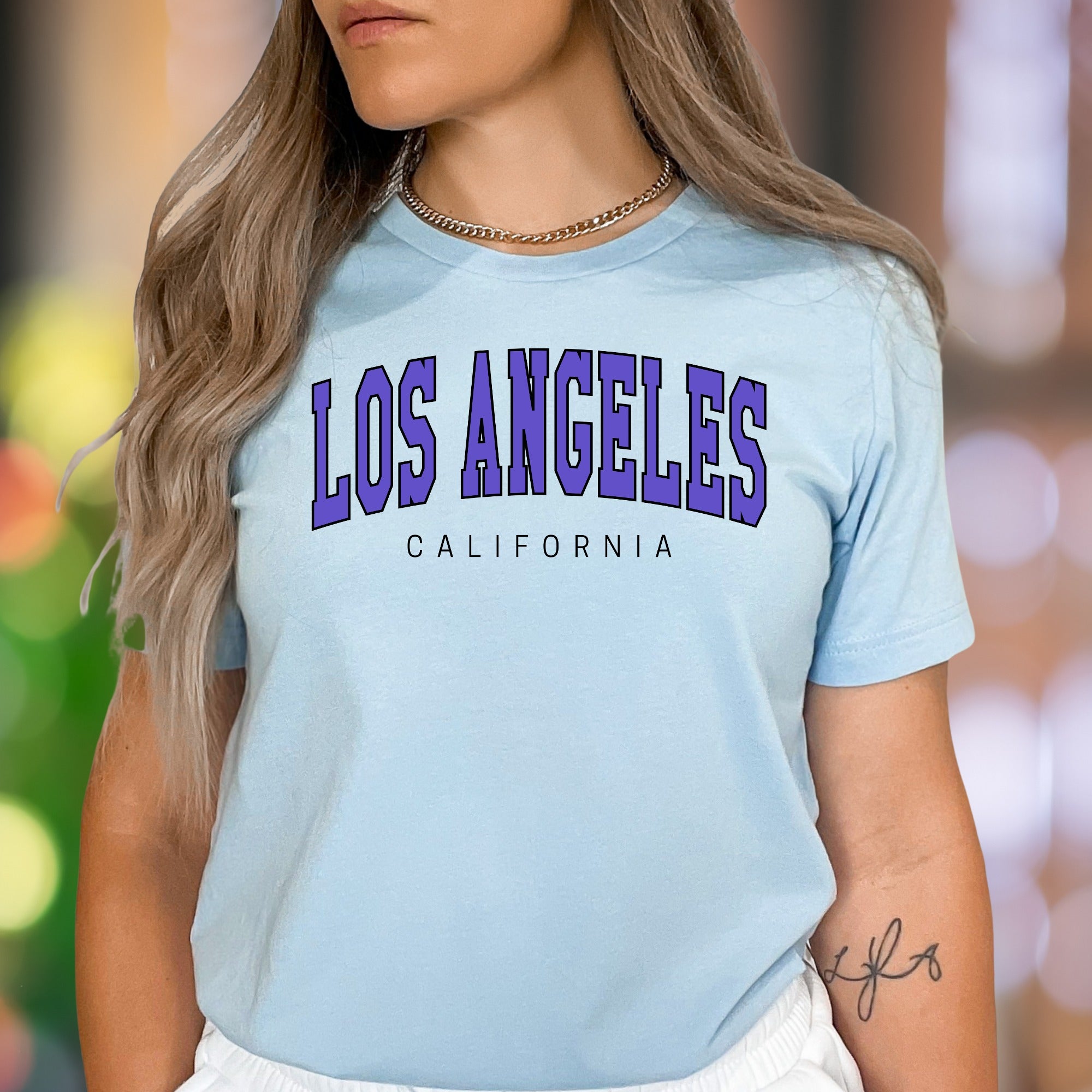"Los Angeles California" | Arch Text Streetwear Unisex Adult T-Shirt | City Lifestyle