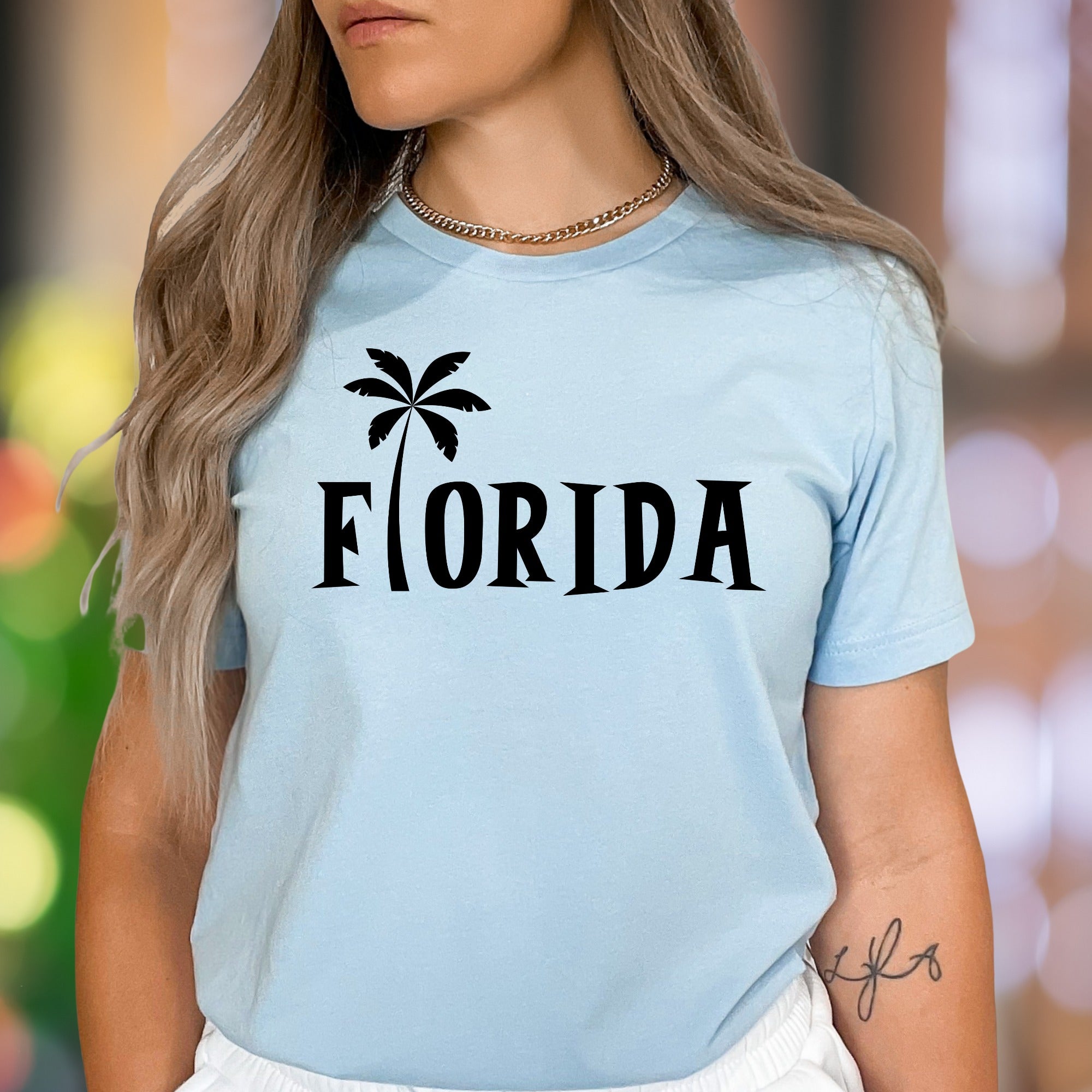 "Florida" | Palm Tree Typography Unisex Adult T-Shirt | Tropical Lifestyle