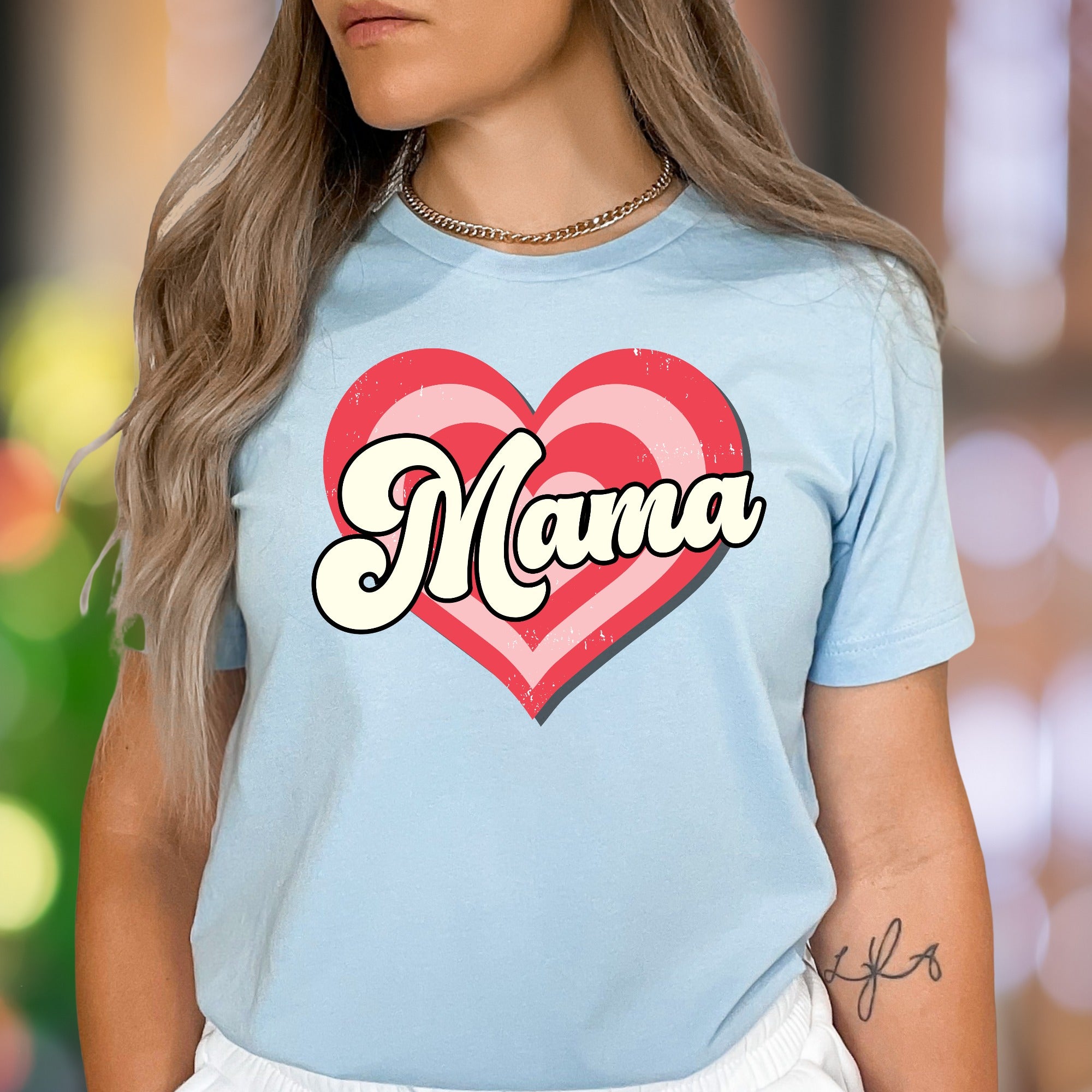 "Mama" | Retro Heart Graphic Unisex Adult T-Shirt | Motherhood Lifestyle