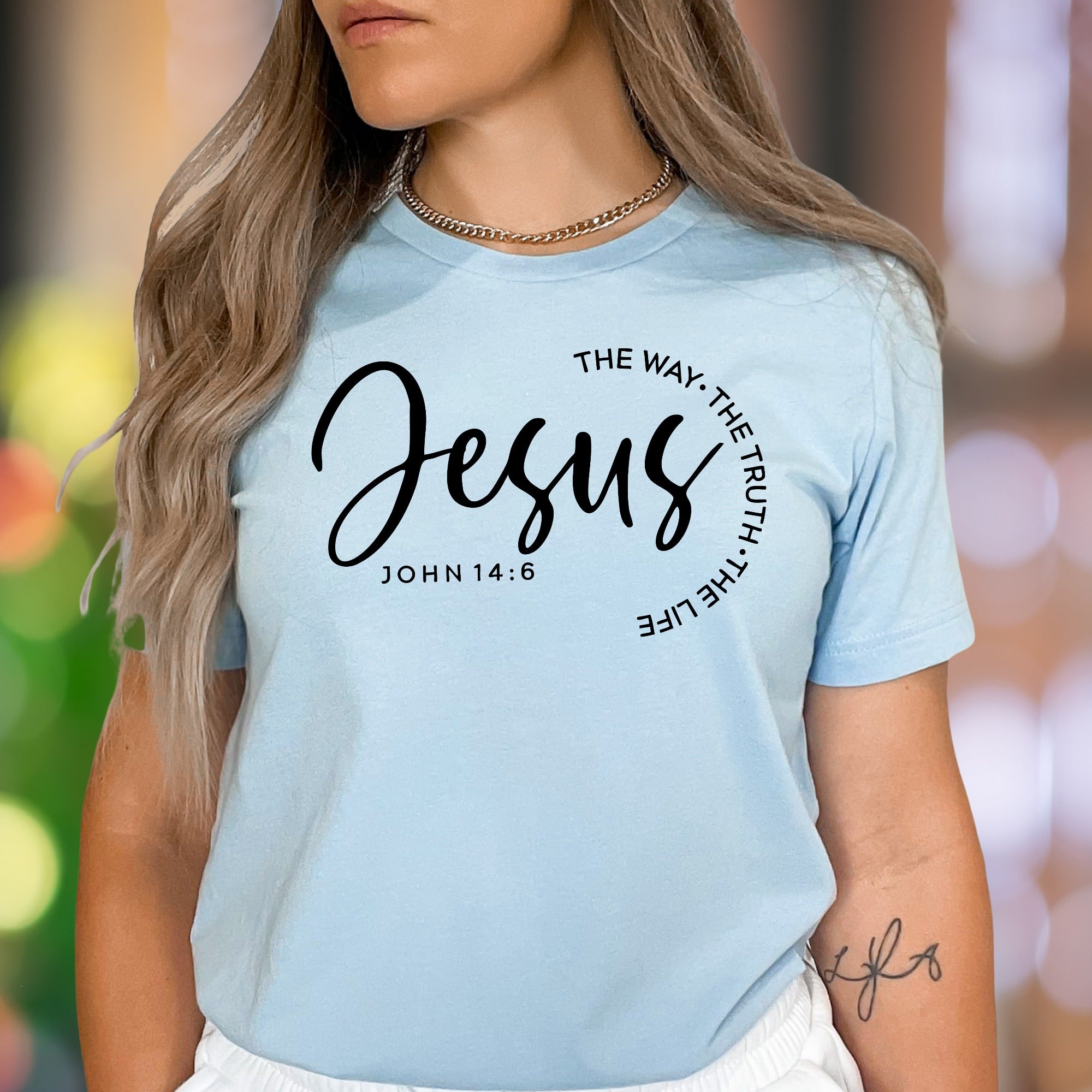 "Jesus The Way The Truth The Life John 14:6" | Calligraphy Typography Unisex Adult T-Shirt | Faith-Inspired Lifestyle