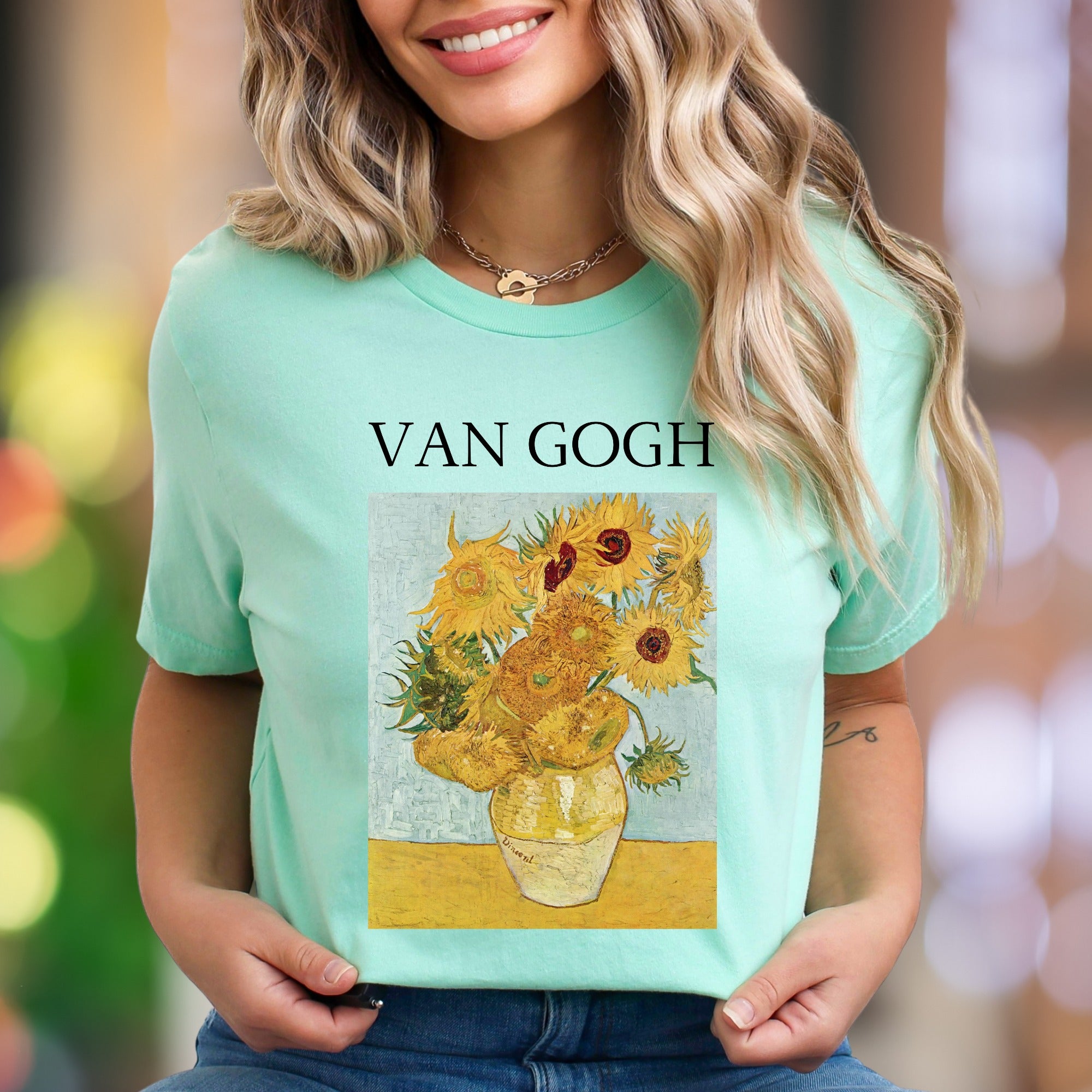 "VAN GOGH" Van Gogh Sunflowers Art Unisex Adult T-Shirt | Artistic Expression