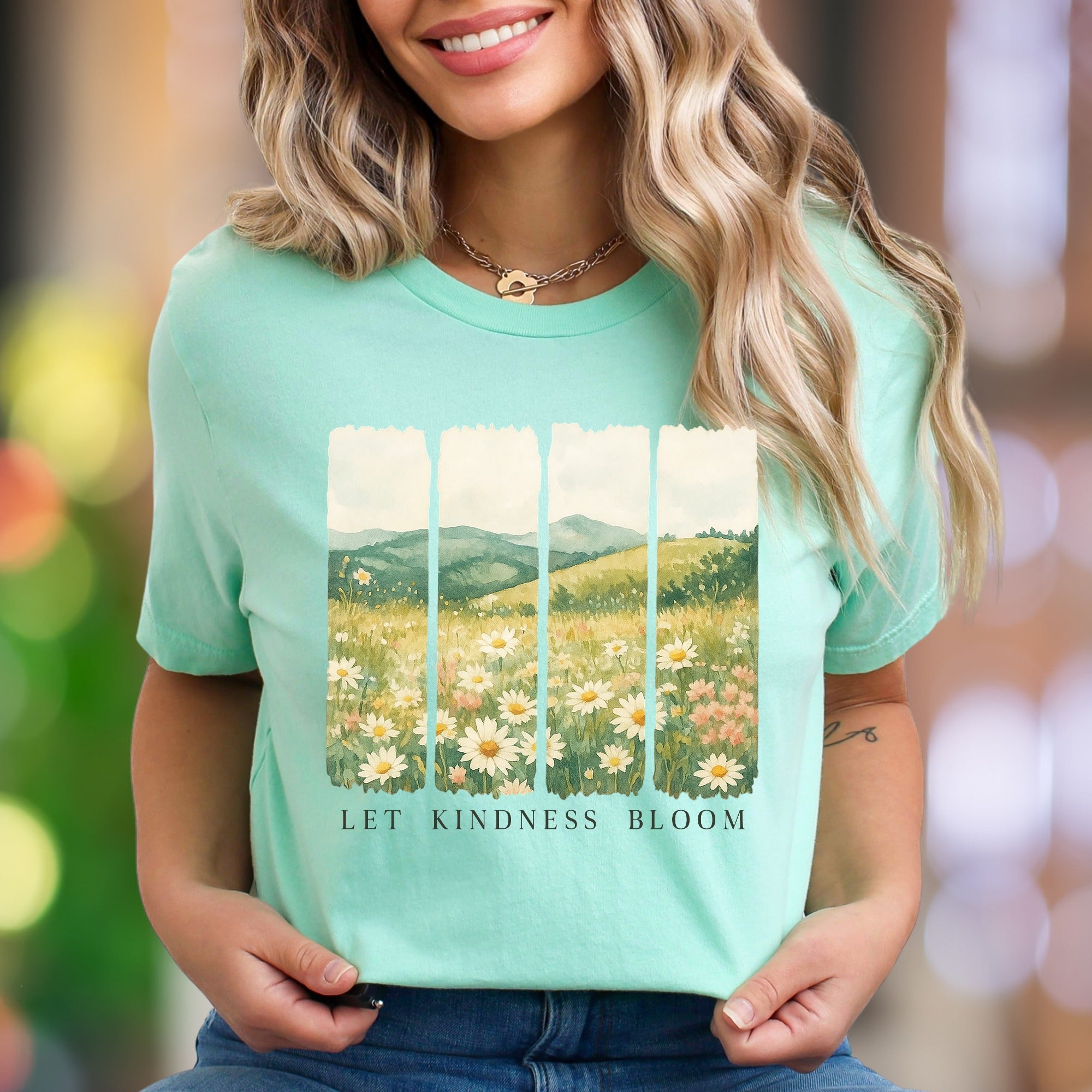 "Let Kindness Bloom" | Nature Landscape Unisex Adult T-Shirt | Gentle Lifestyle