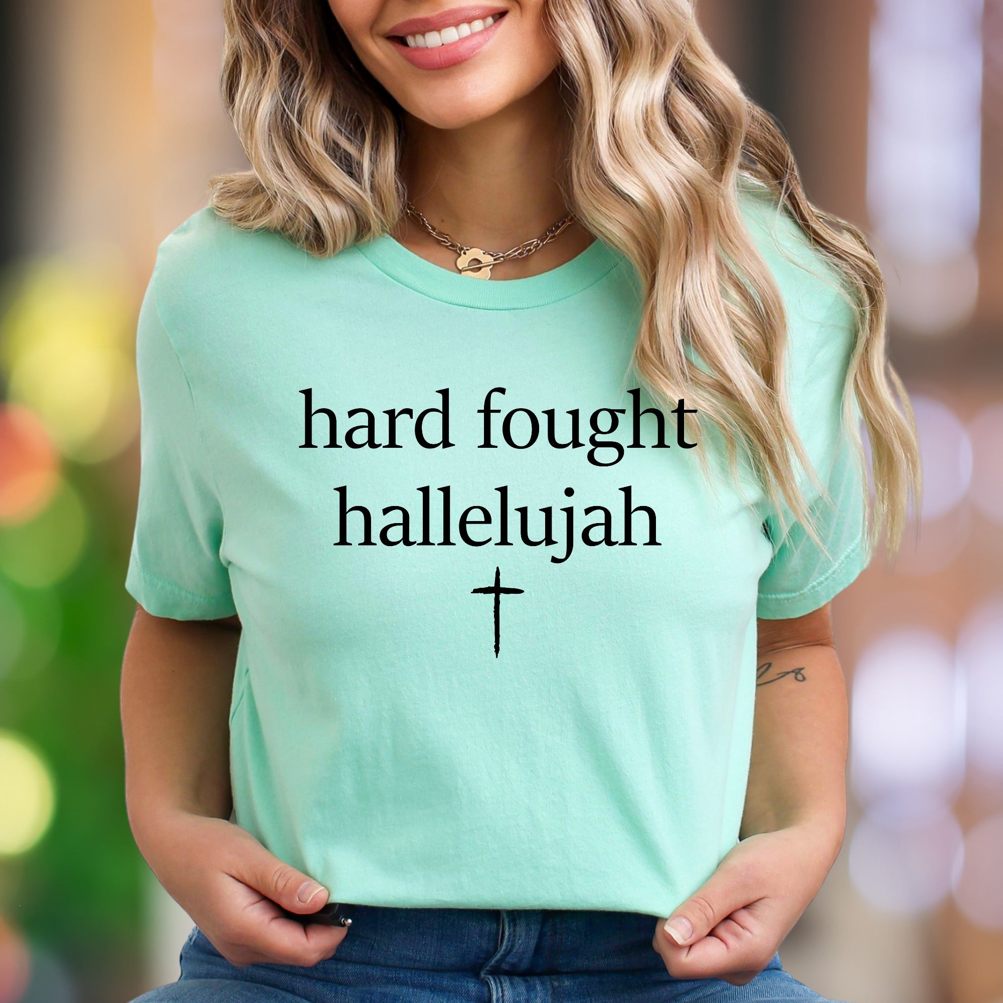 "hard fought hallelujah" | Spiritual Statement Unisex Adult T-Shirt | Faith-Inspired Motivation