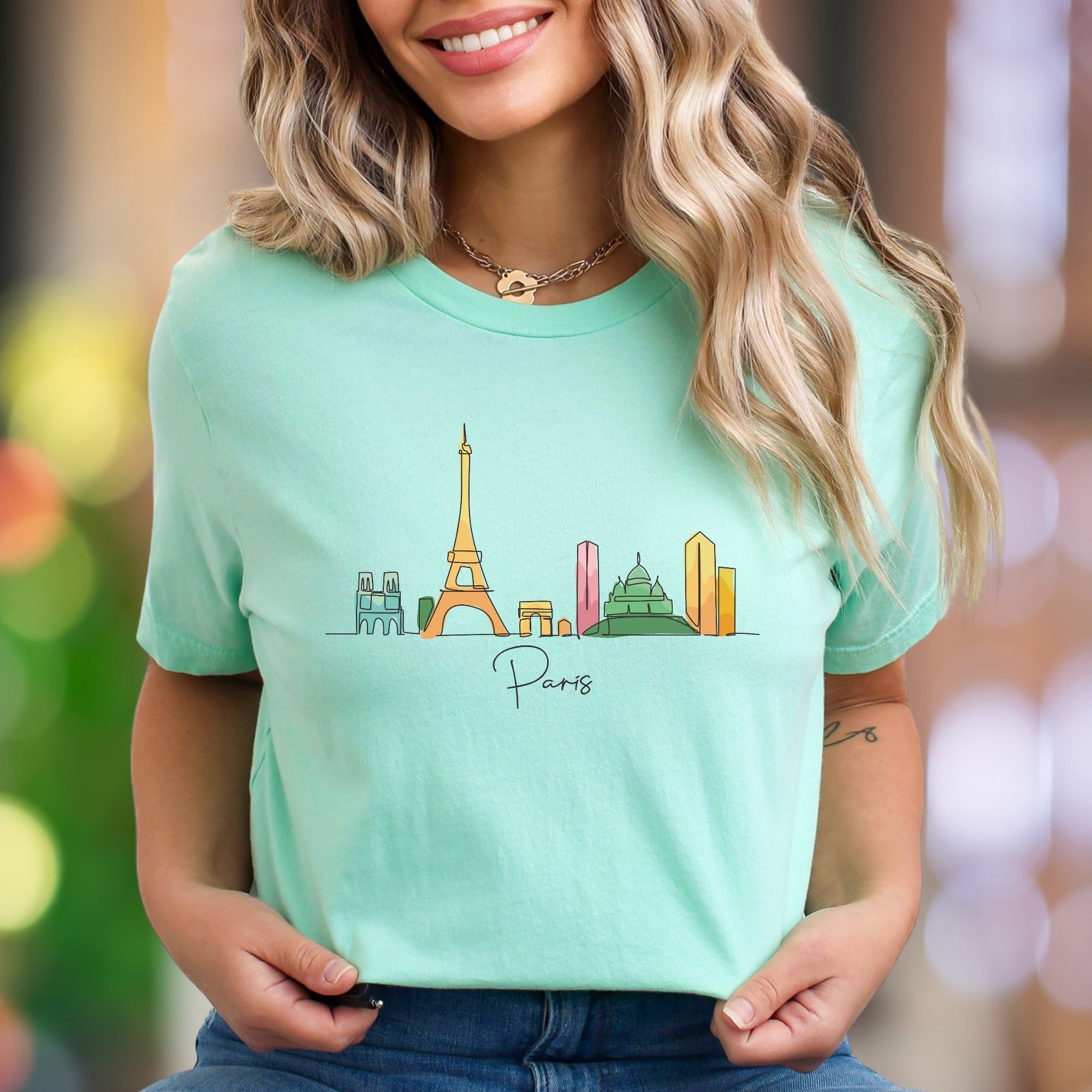 "Paris" | Minimal Skyline Unisex Adult T-Shirt | Travel & City Lifestyle
