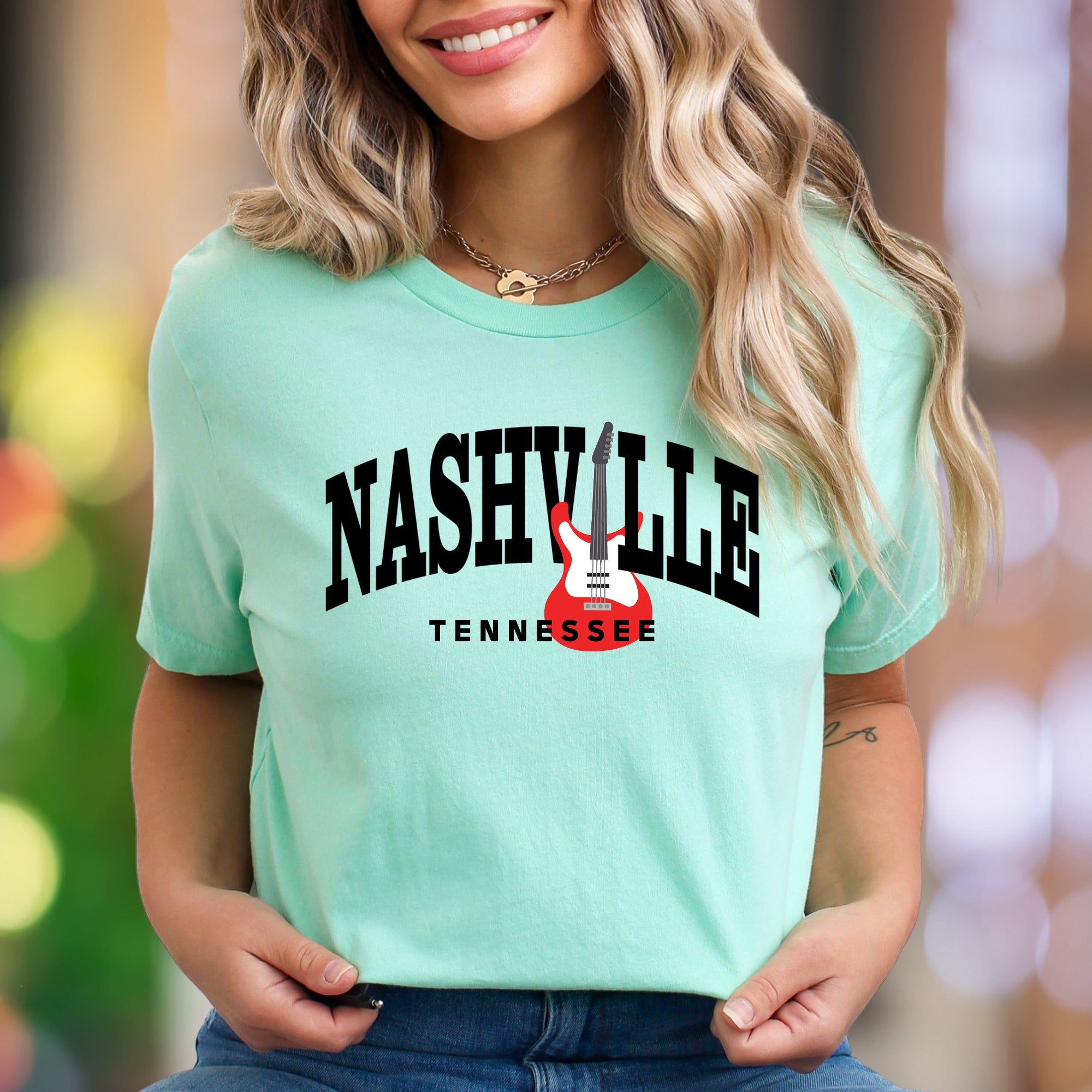 "NASHVILLE TENNESSEE" | Bold Graphic Unisex Adult T-Shirt | Music City Lifestyle