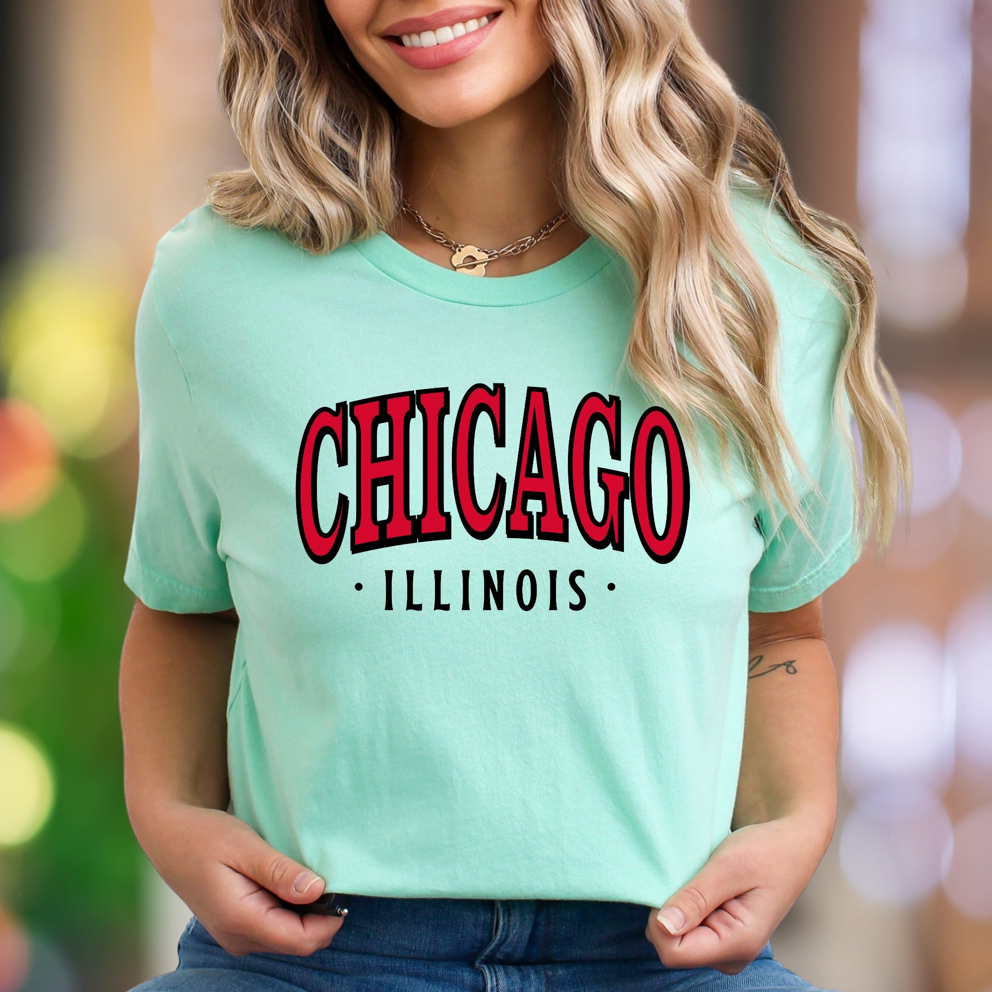 "CHICAGO ILLINOIS" | Bold City Typography Unisex Adult T-Shirt | Local Pride Apparel