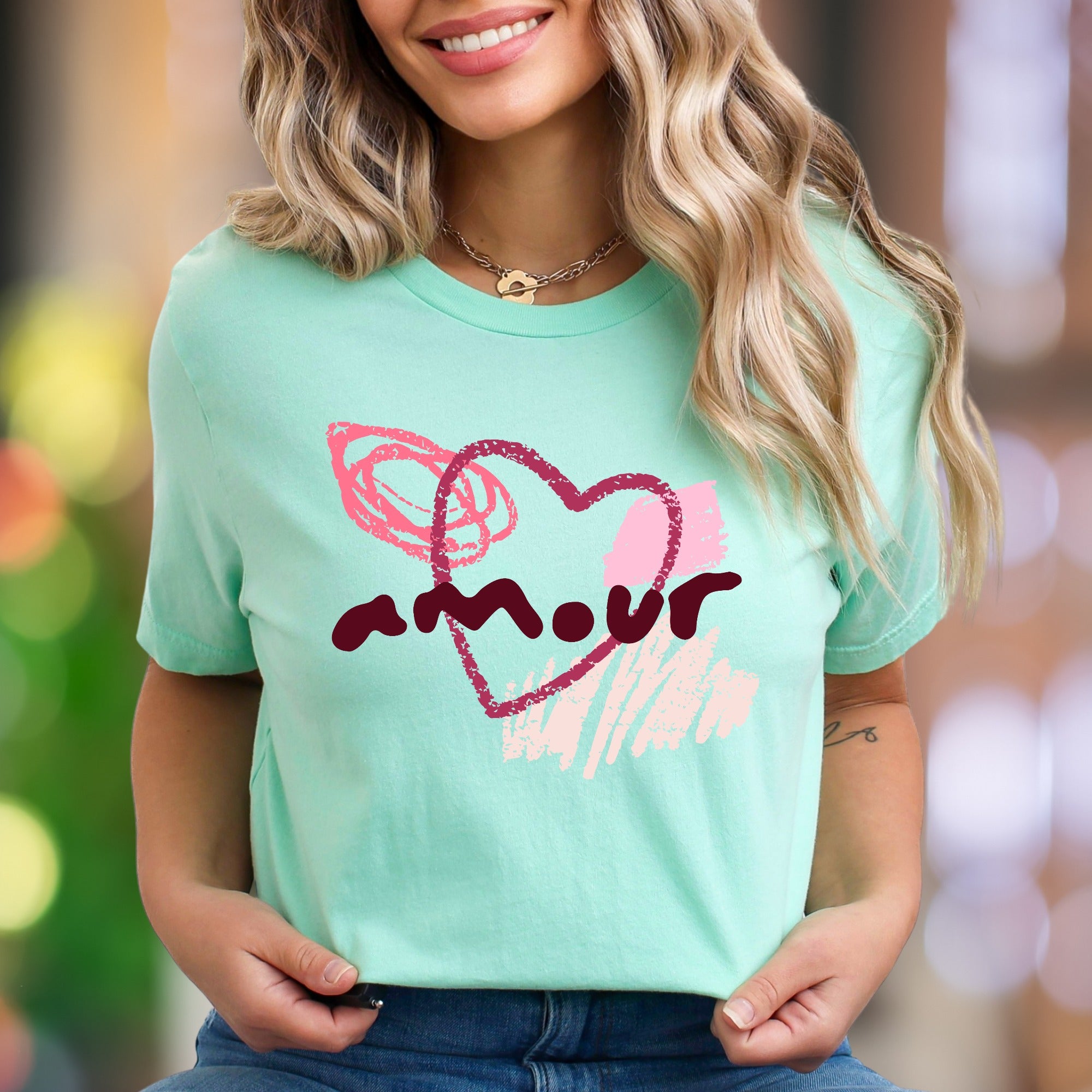 "Amour" | Abstract Heart Unisex Adult T-Shirt | Romantic Streetwear Aesthetic
