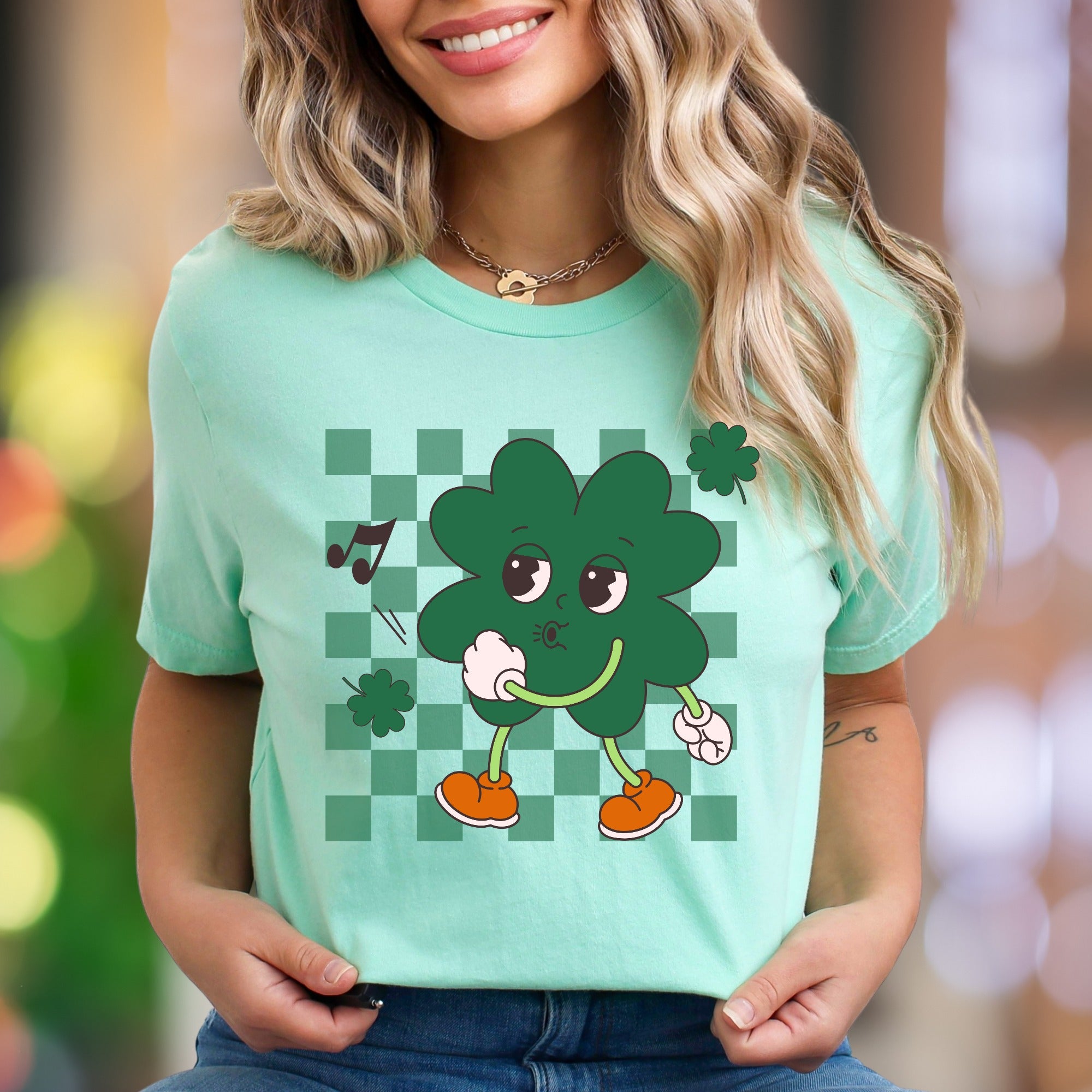"Groovy Shamrock Dancin'" | Retro Cartoon Unisex Adult T-Shirt | Fun Personality Apparel