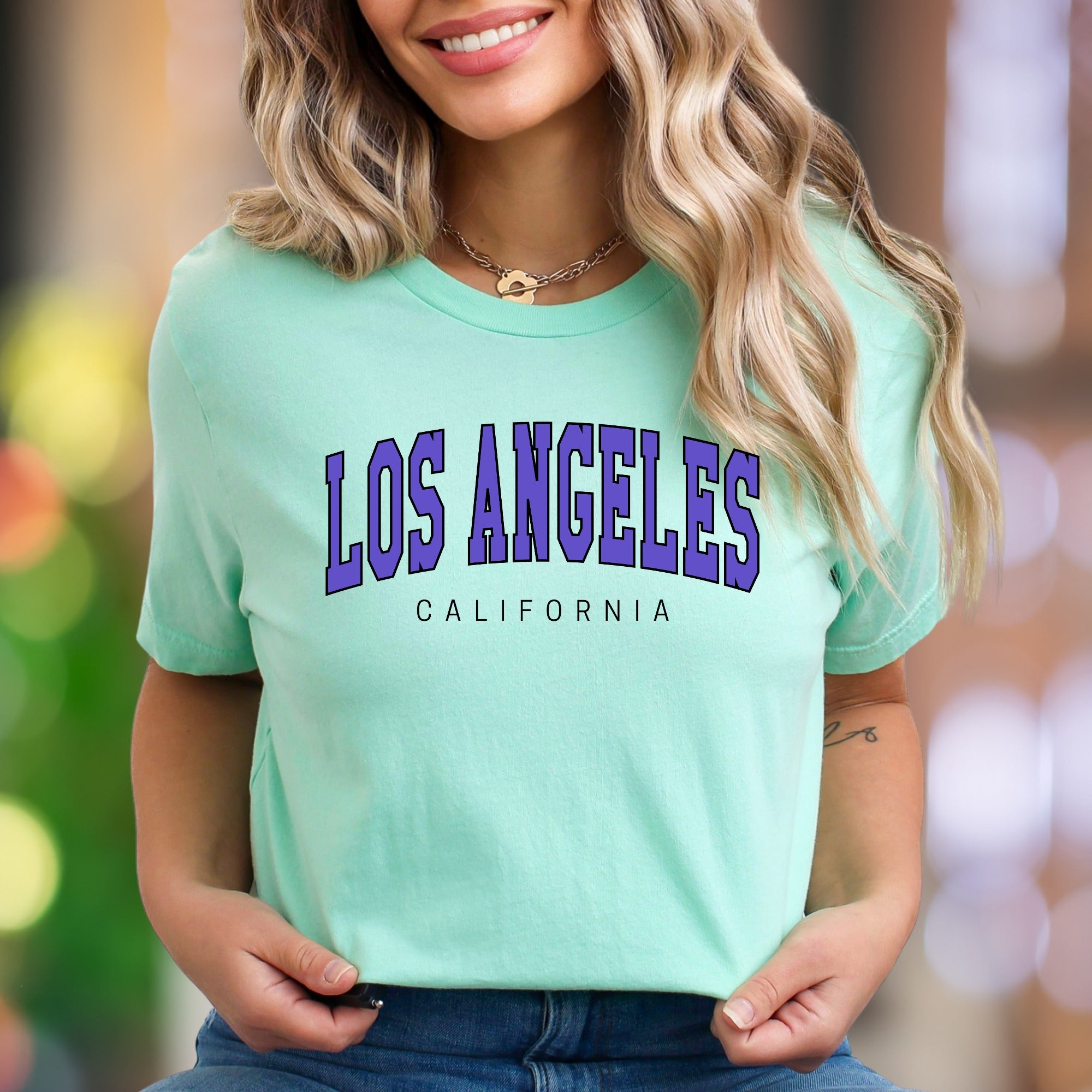 "LOS ANGELES CALIFORNIA" | Arch Typography Unisex Adult T-Shirt | West Coast Lifestyle