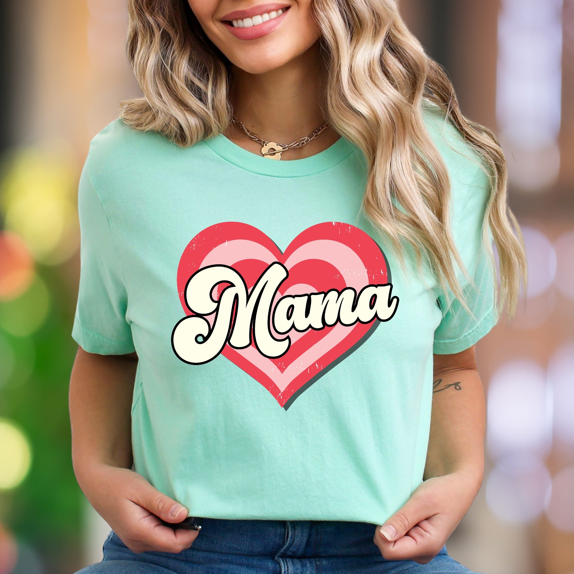 "Mama" | Retro Heart Graphic Unisex Adult T-Shirt | Motherhood Lifestyle