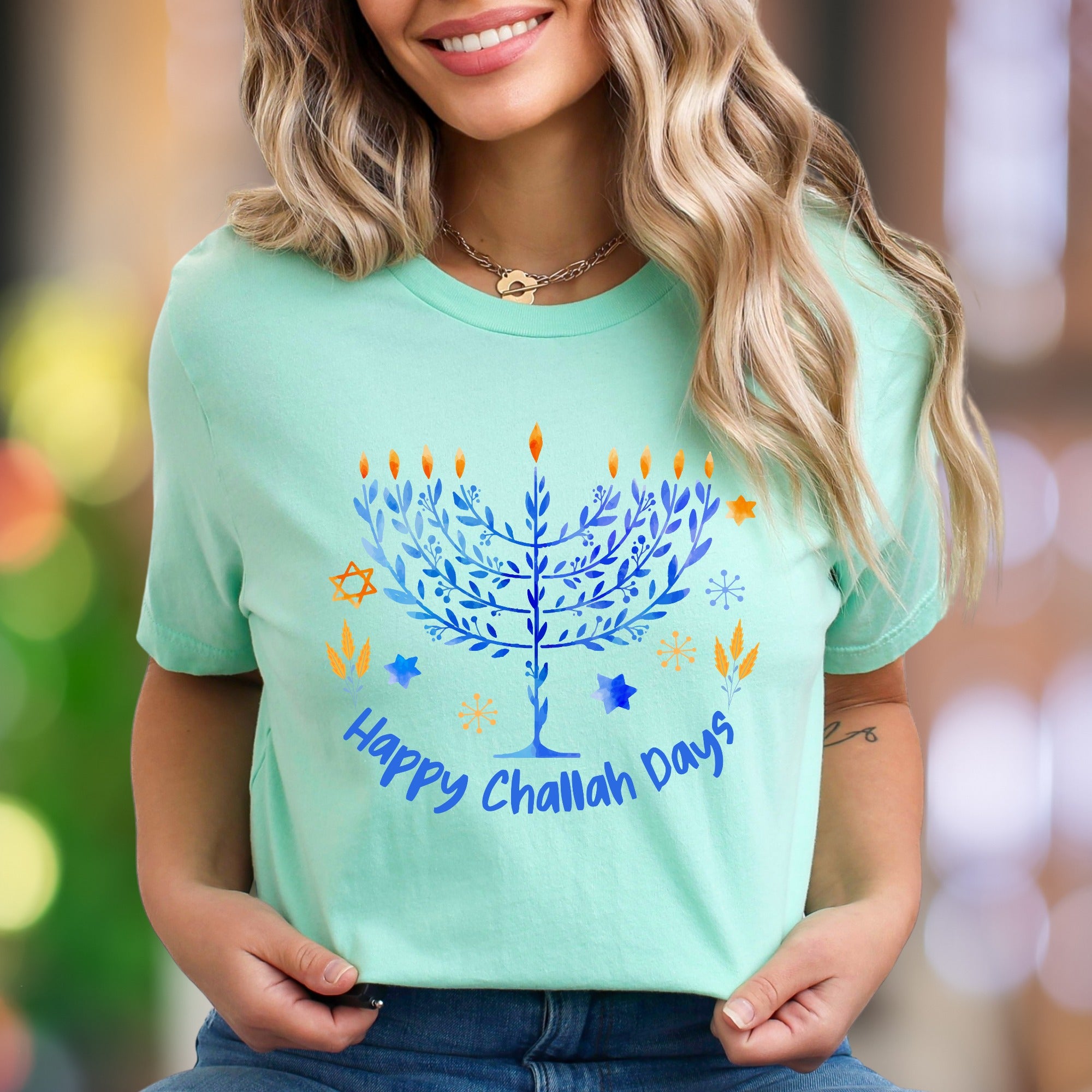 "Happy Challah Days" | Festive Menorah Unisex Adult T-Shirt | Holiday Celebration