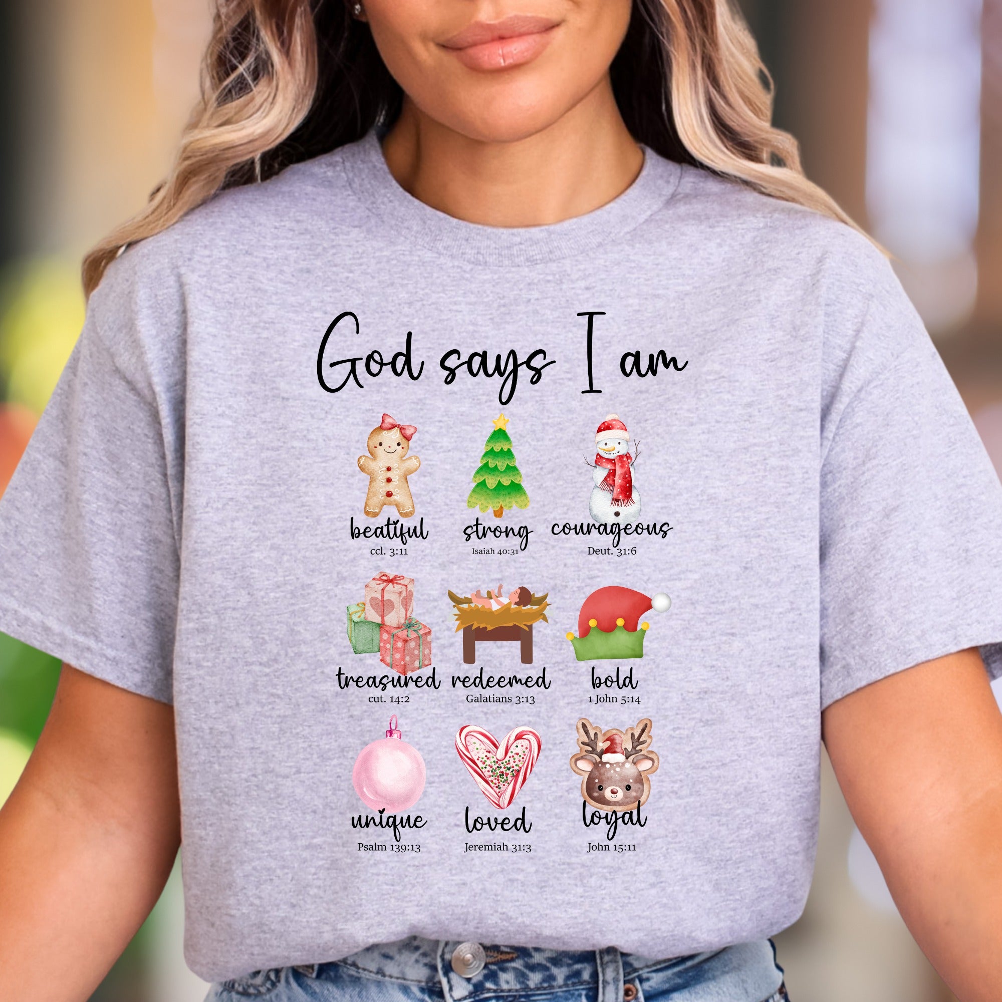 "God says I am" | Christmas Affirmation Unisex Adult T-Shirt | Holiday Lifestyle