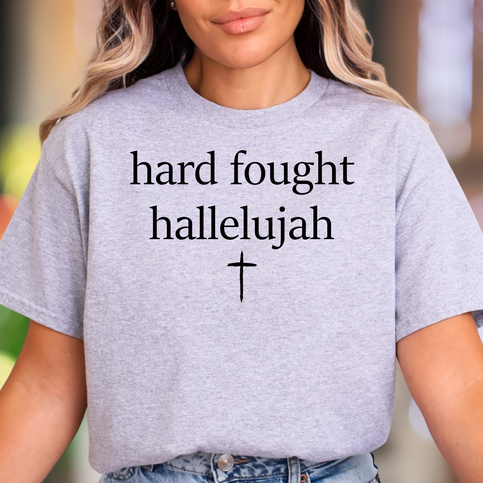 "hard fought hallelujah" | Spiritual Statement Unisex Adult T-Shirt | Faith-Inspired Motivation