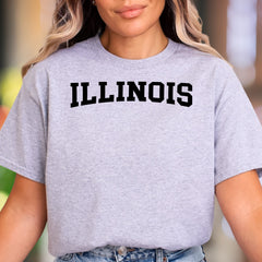 "ILLINOIS" | Bold Typography Unisex Adult T-Shirt | State Pride Lifestyle