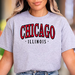 "CHICAGO ILLINOIS" | Bold City Typography Unisex Adult T-Shirt | Local Pride Apparel