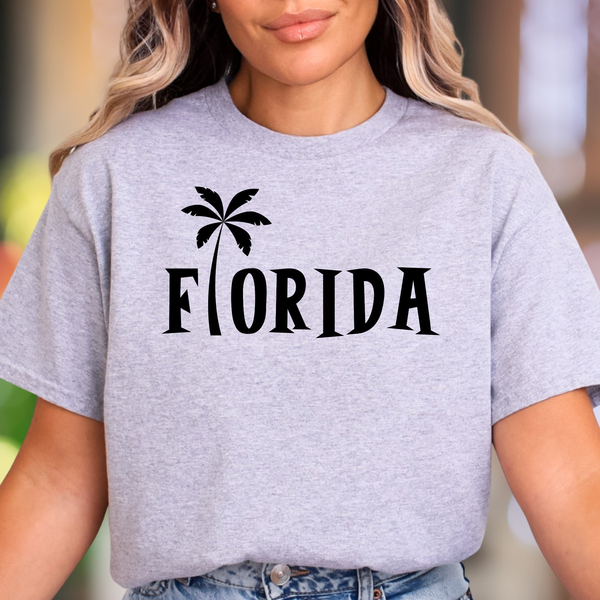 "Florida" | Palm Tree Typography Unisex Adult T-Shirt | Tropical Lifestyle