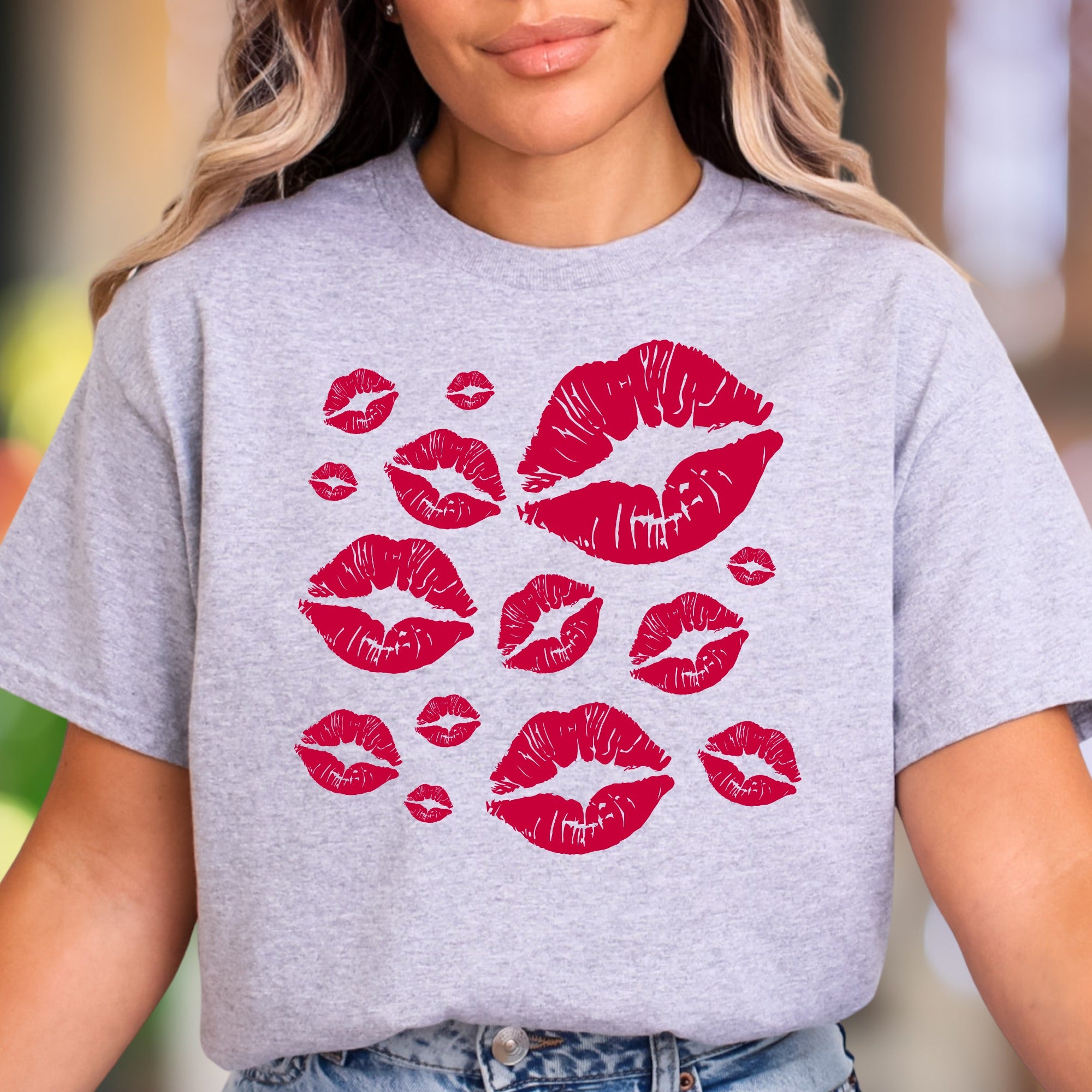 "Kisses" | Playful Lips Graphic Unisex Adult T-Shirt | Flirty Lifestyle Apparel