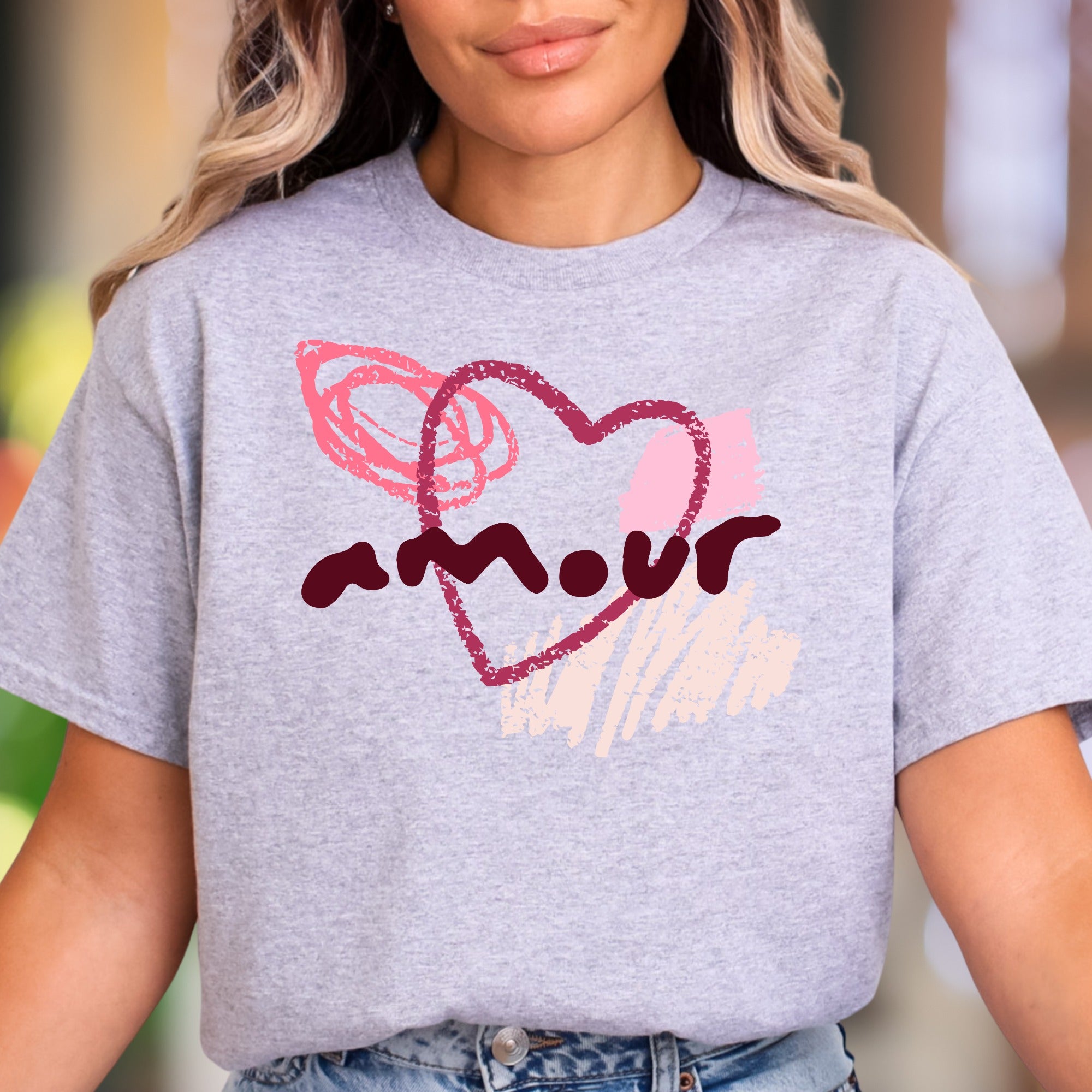 "Amour" | Abstract Heart Unisex Adult T-Shirt | Romantic Streetwear Aesthetic