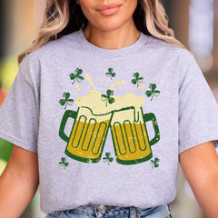 "Cheers & Shamrocks" | Distressed Graphic Unisex Adult T-Shirt | Festive Celebration Wear