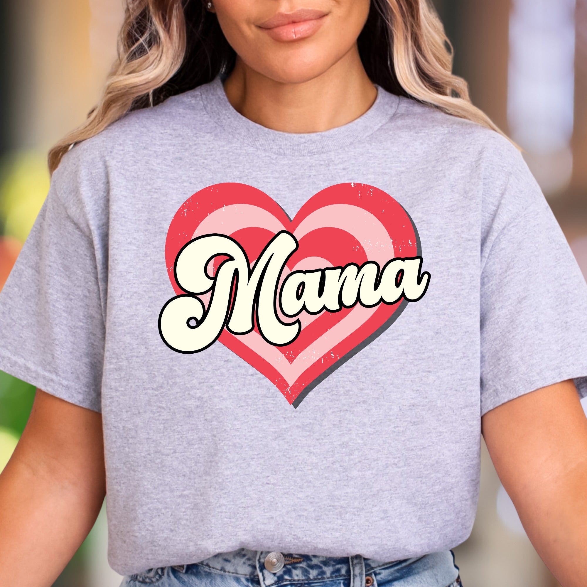 "Mama" | Retro Heart Graphic Unisex Adult T-Shirt | Motherhood Lifestyle