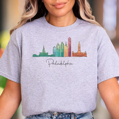 "Pittsburgh" | Colorful City Skyline Unisex Adult T-Shirt | Travel & Pride Apparel