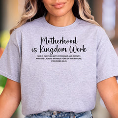 "Motherhood is Kingdom Work" | Script Typography Unisex Adult T-Shirt | Empowering Lifestyle