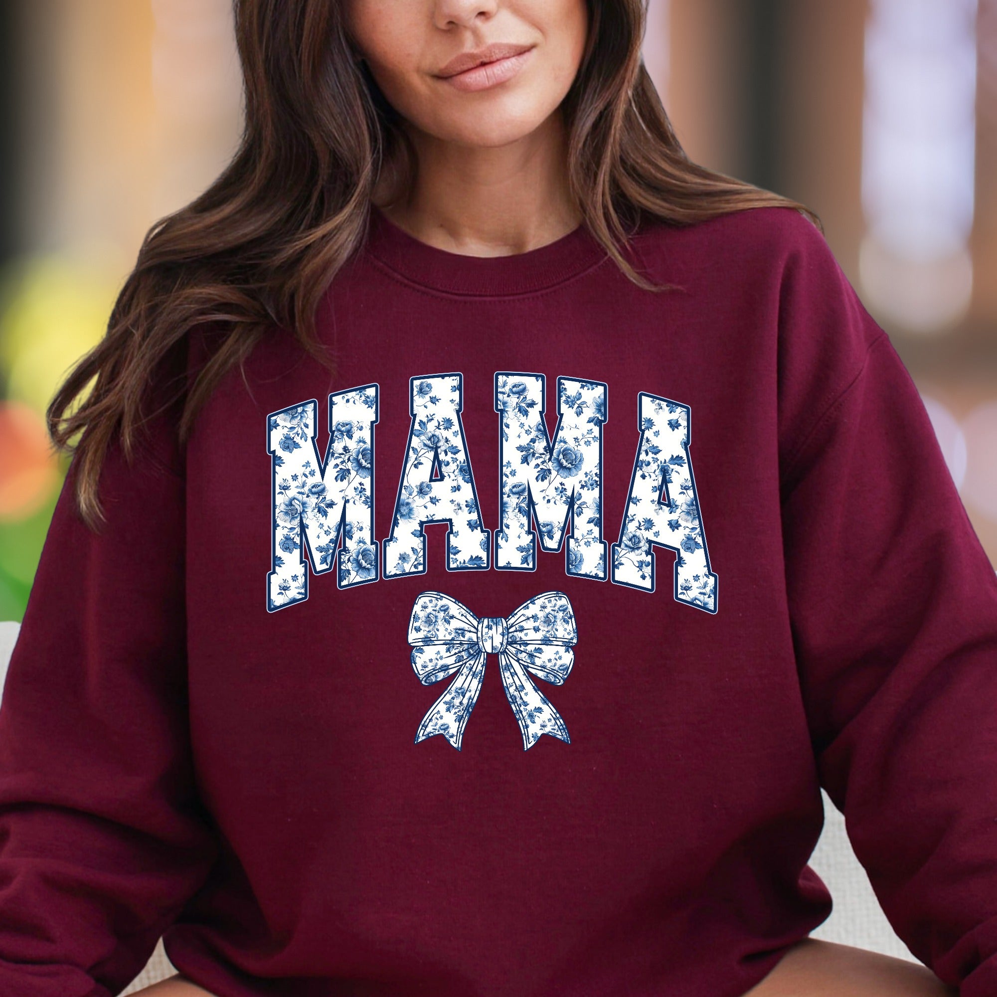 "MAMA" | Chinoiserie Floral Unisex Adult Sweatshirt | Motherhood Lifestyle