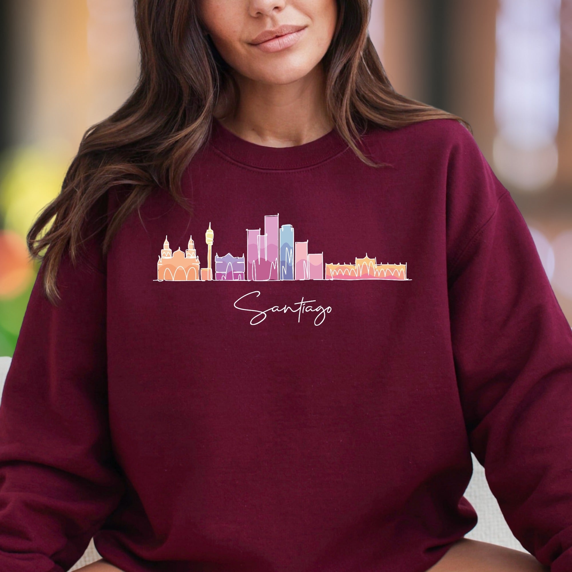 "Santiago" | Minimal Skyline Art Unisex Adult Sweatshirt | City Lover Lifestyle