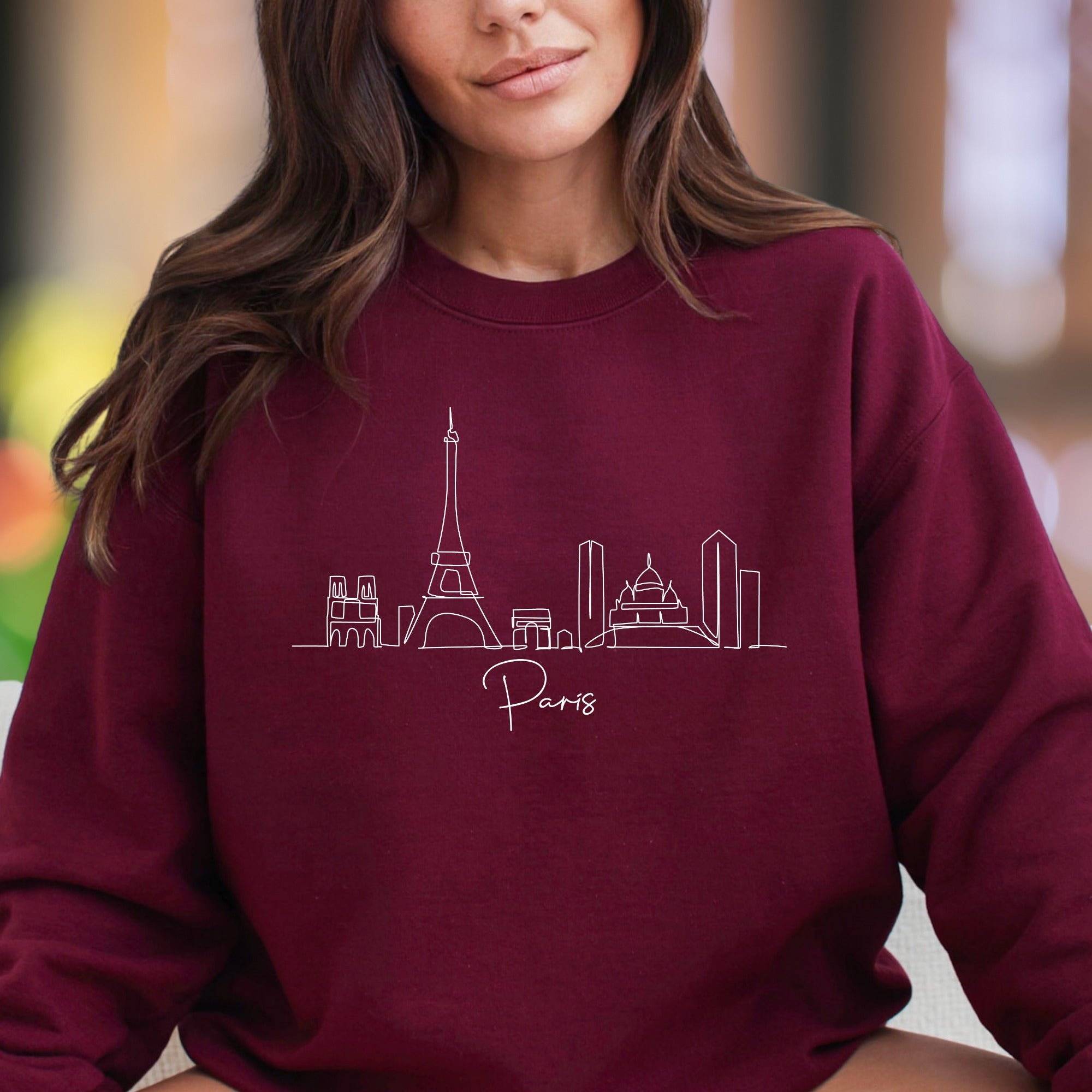 "Paris" | Minimal Skyline Unisex Adult Sweatshirt | Travel & Lifestyle