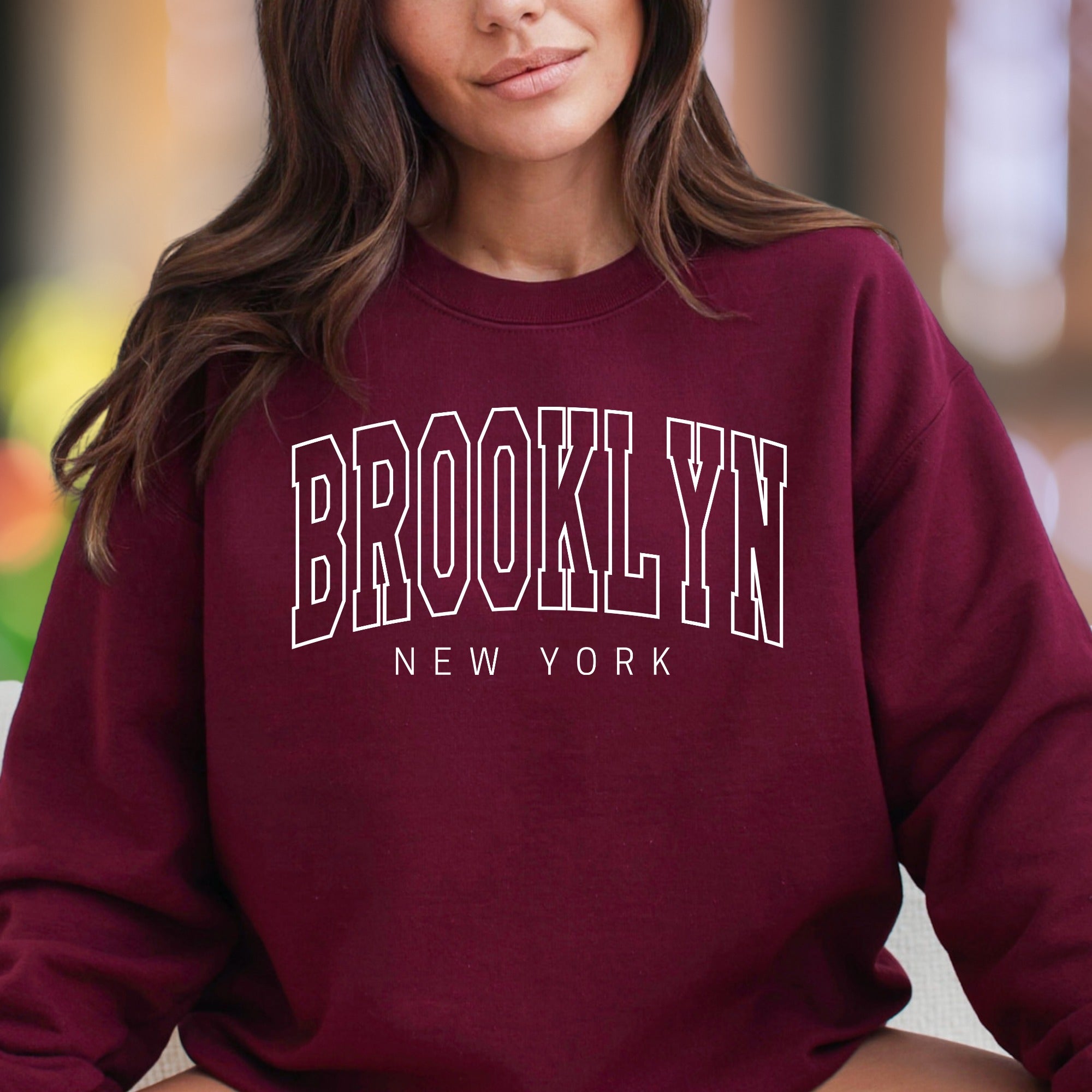 "BROOKLYN NEW YORK" | Modern City Typography Unisex Adult Sweatshirt | Urban Lifestyle Apparel